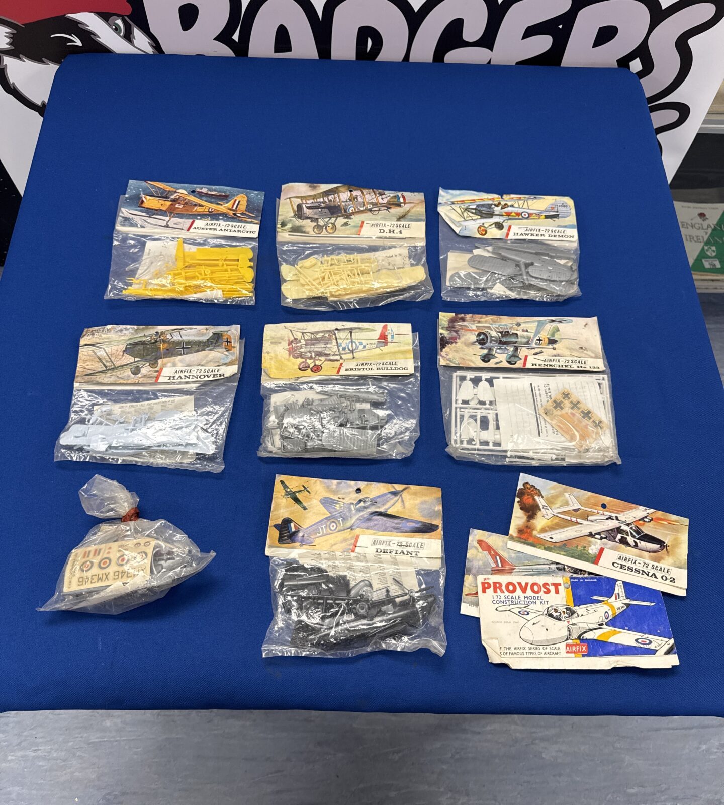 Selection of vintage airfix 72 scale model kits with three loose manuals