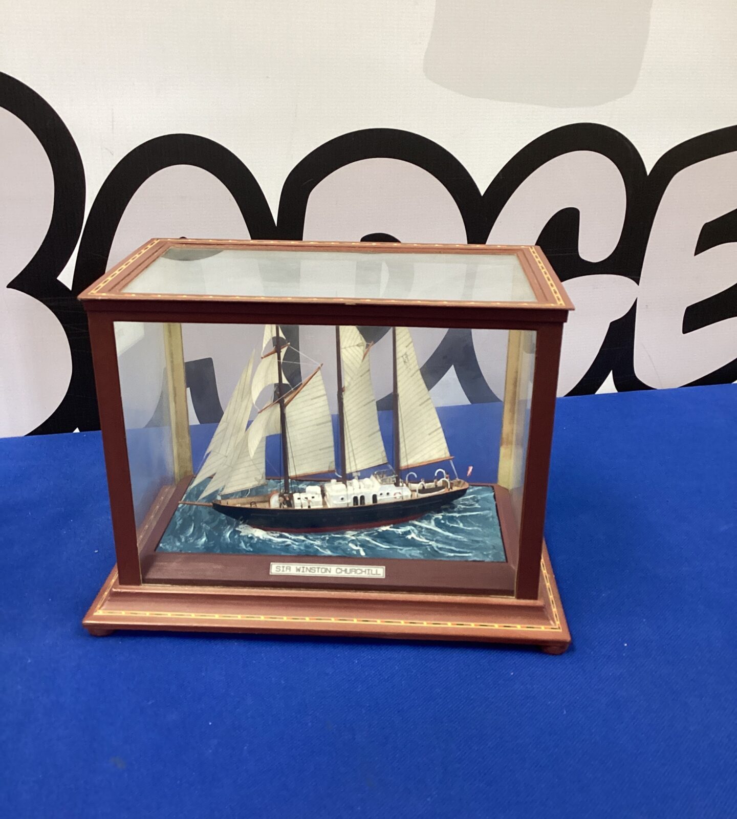 Model of Winston Churchill sailing Ship in case
