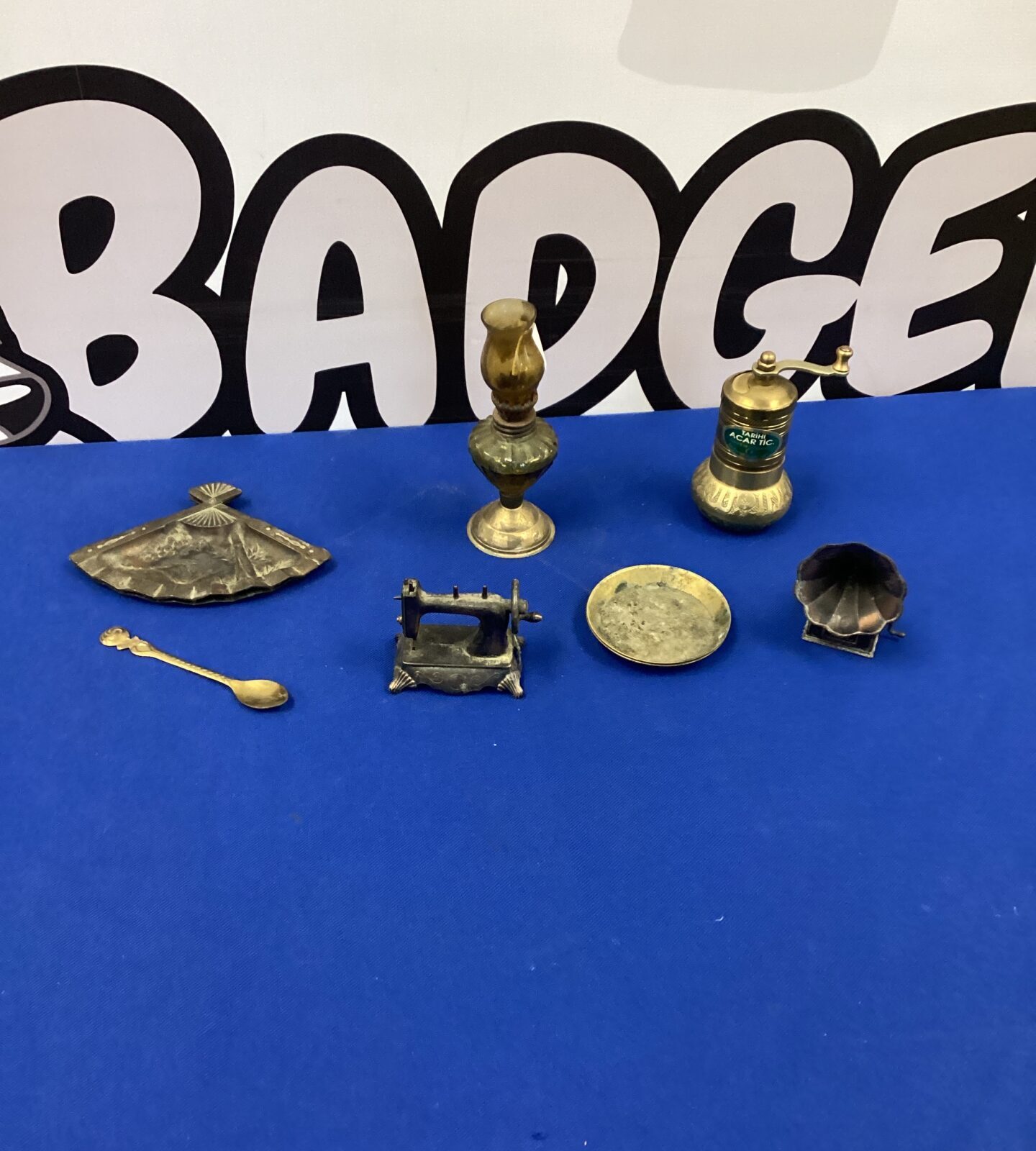 Selection of brass miniature items