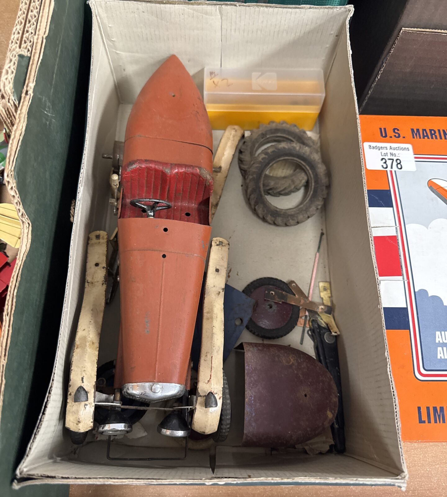 Vintage tin plate car for restoration