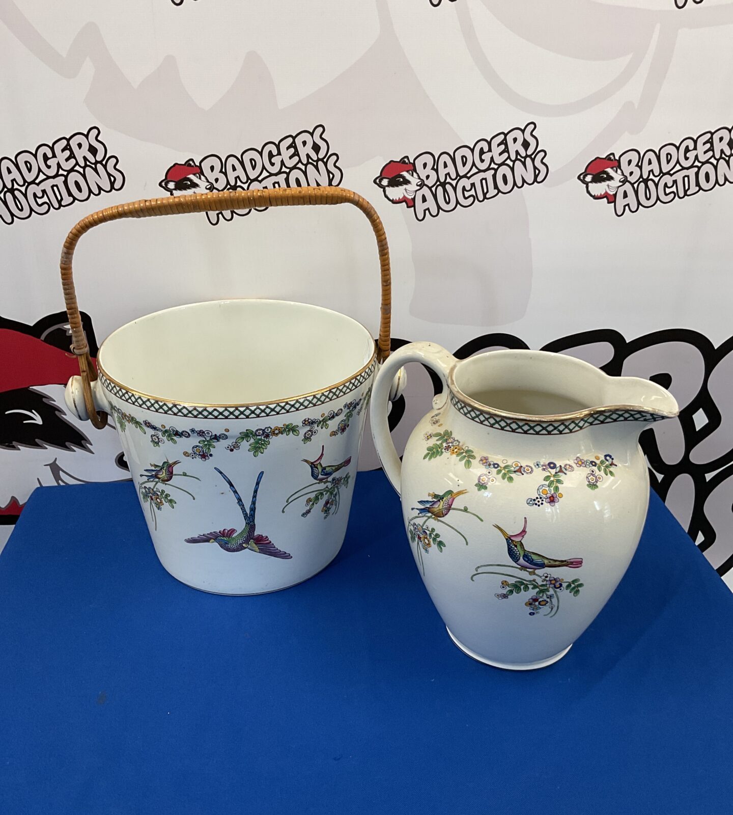 Vintage cetem ware slop bucket & water jug