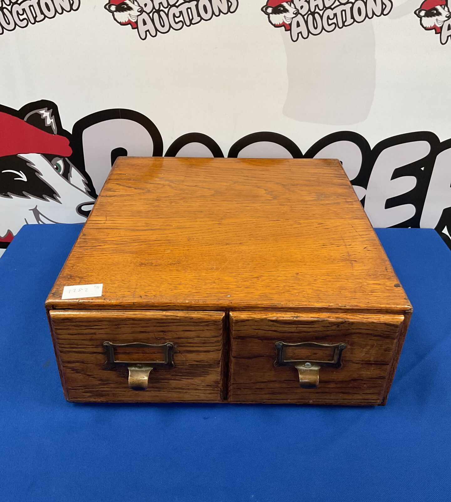 Vintage oak desktop stationary drawers