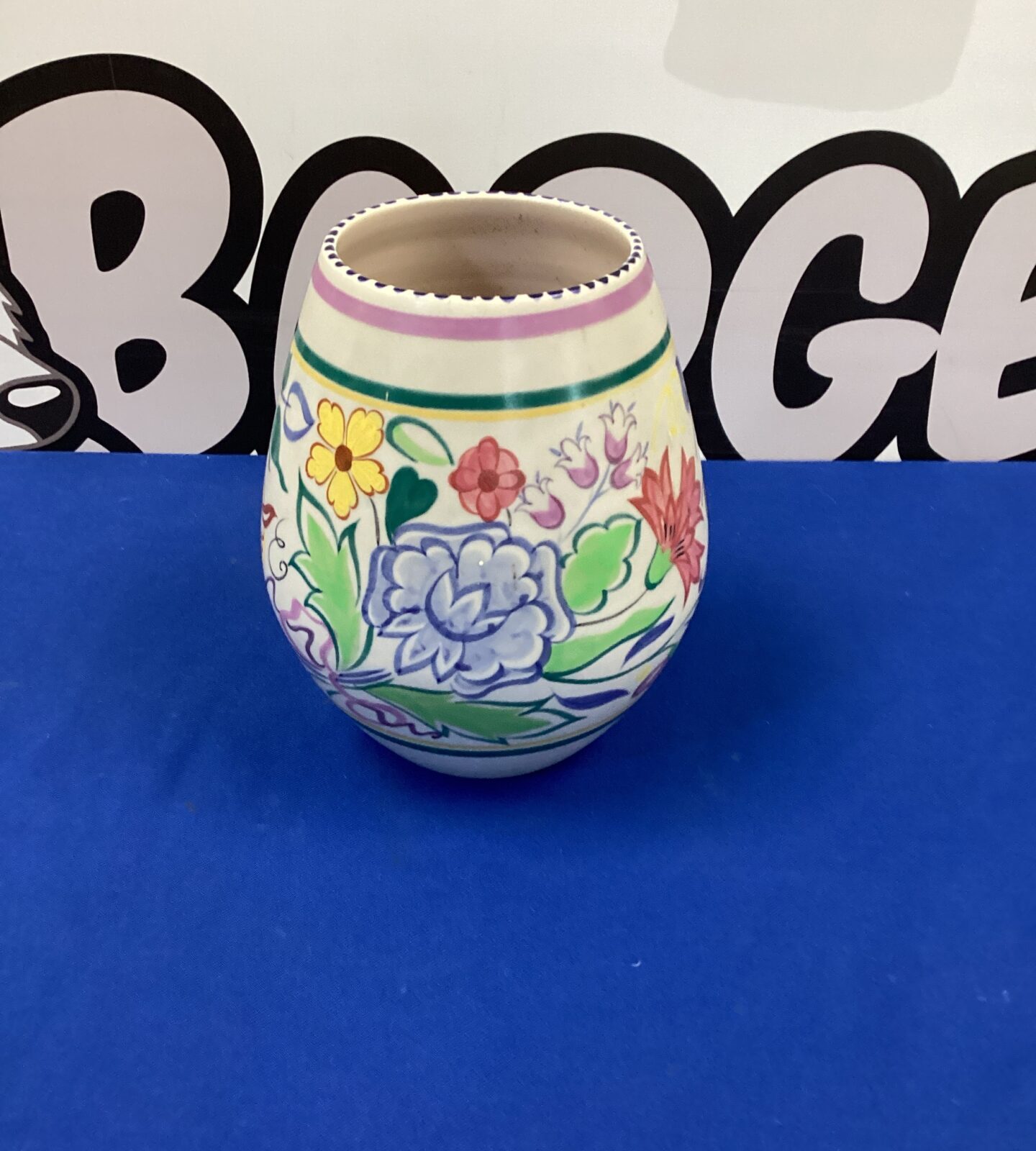 Large 9” Vintage Poole pottery Floral No.716 vase