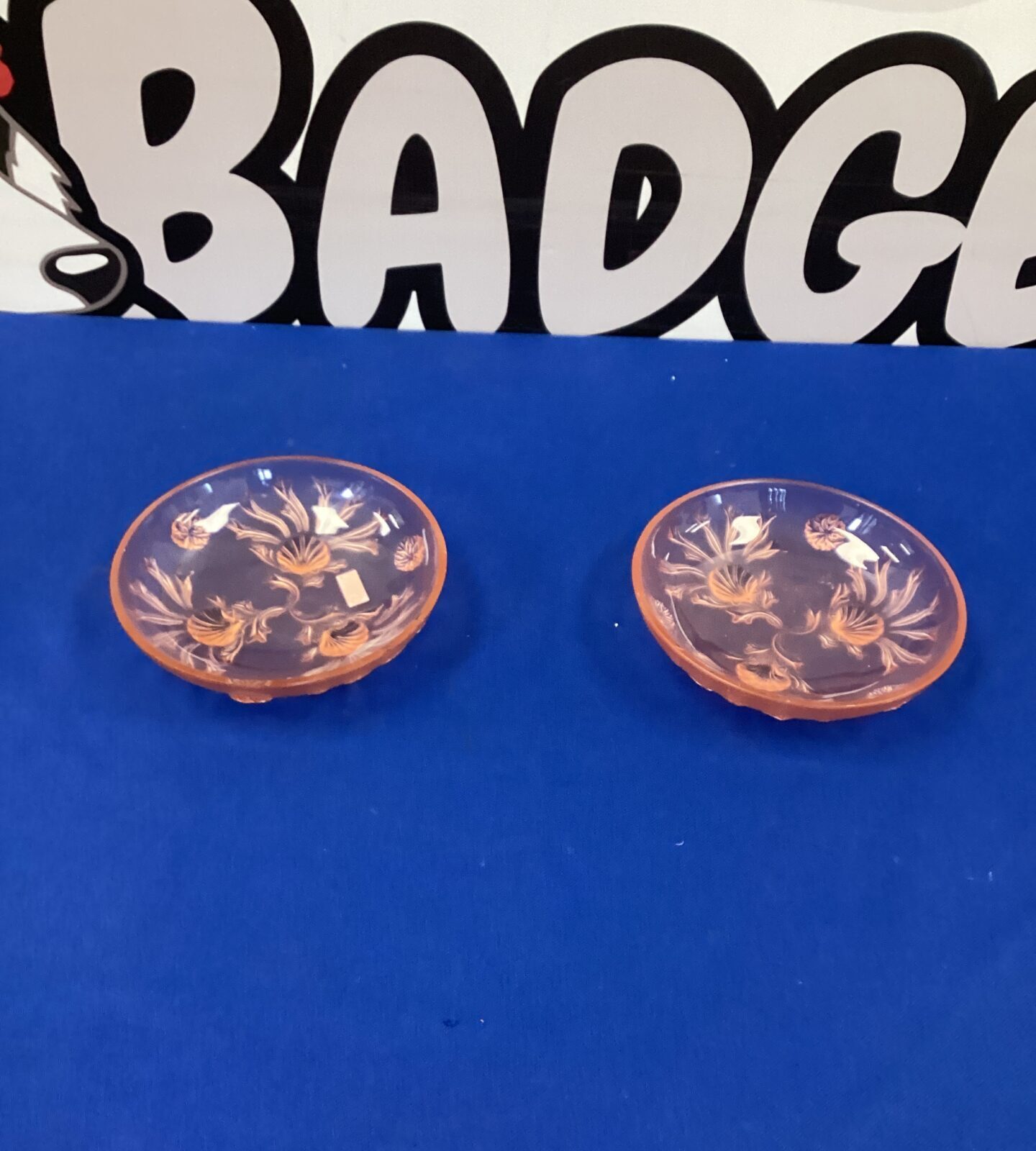 Pair of Lalique style Trinket bowls