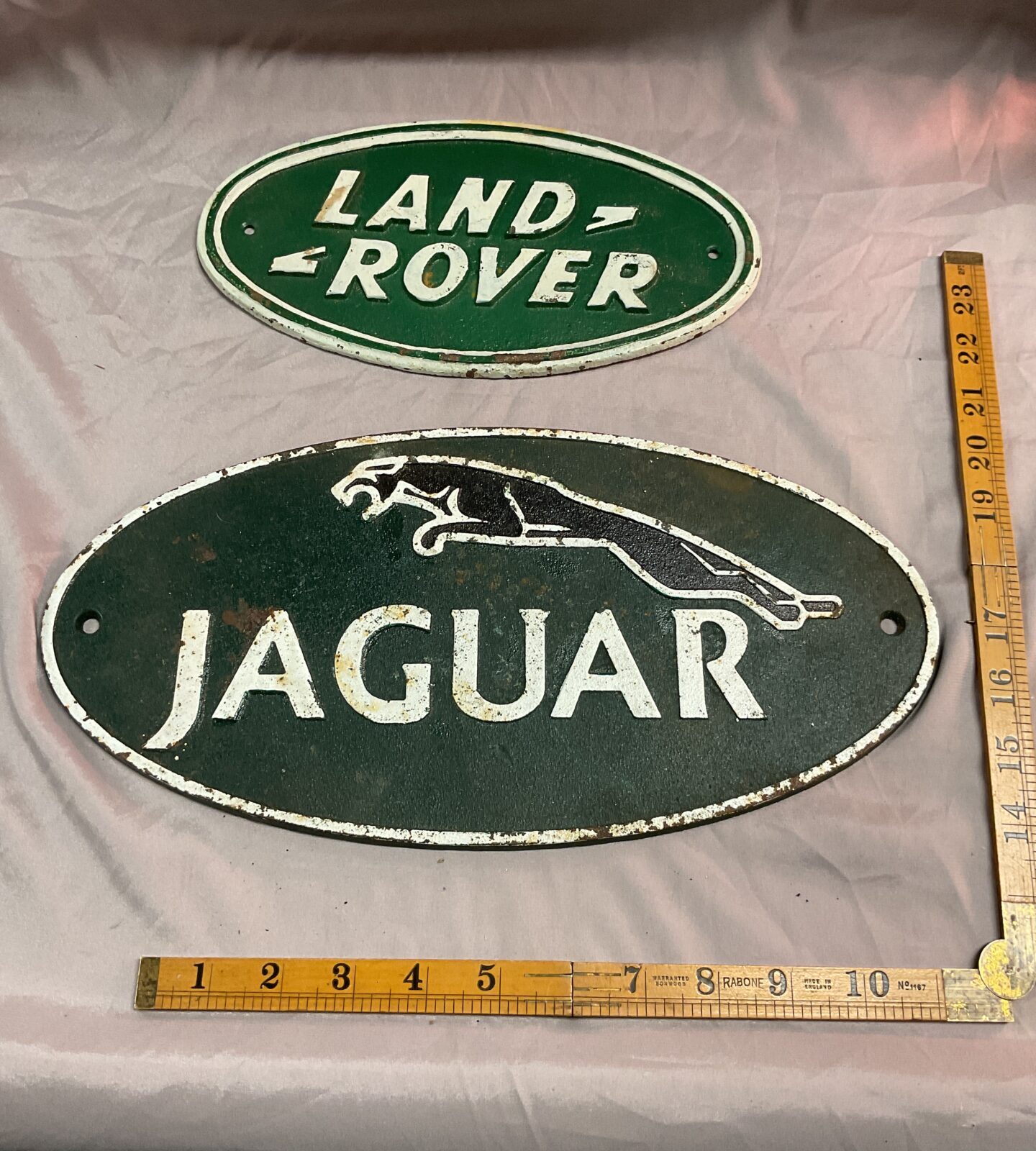 Cast iron Jaguar and landrover Signs