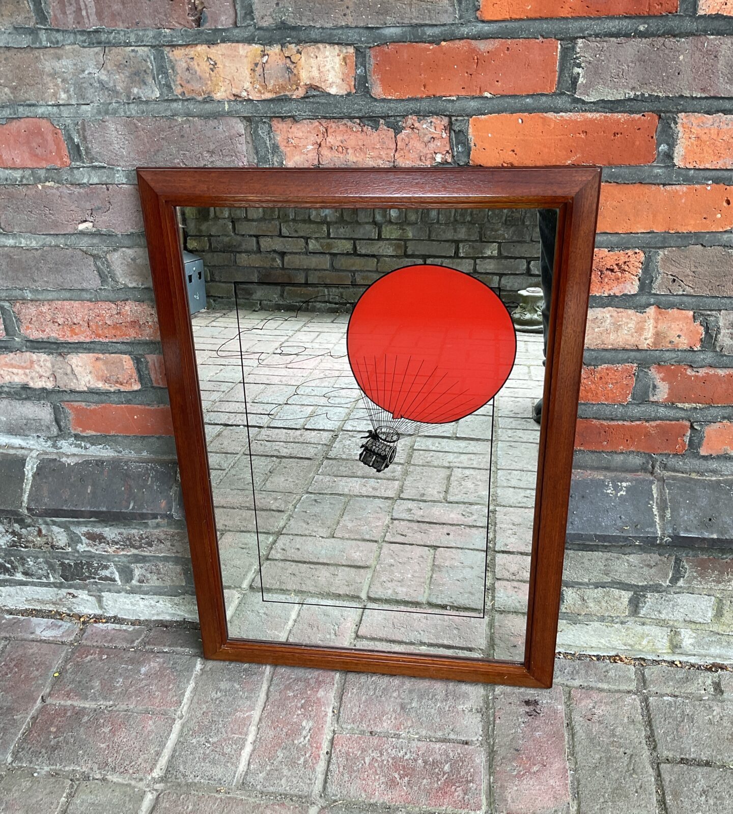 Red hot air balloon mirror