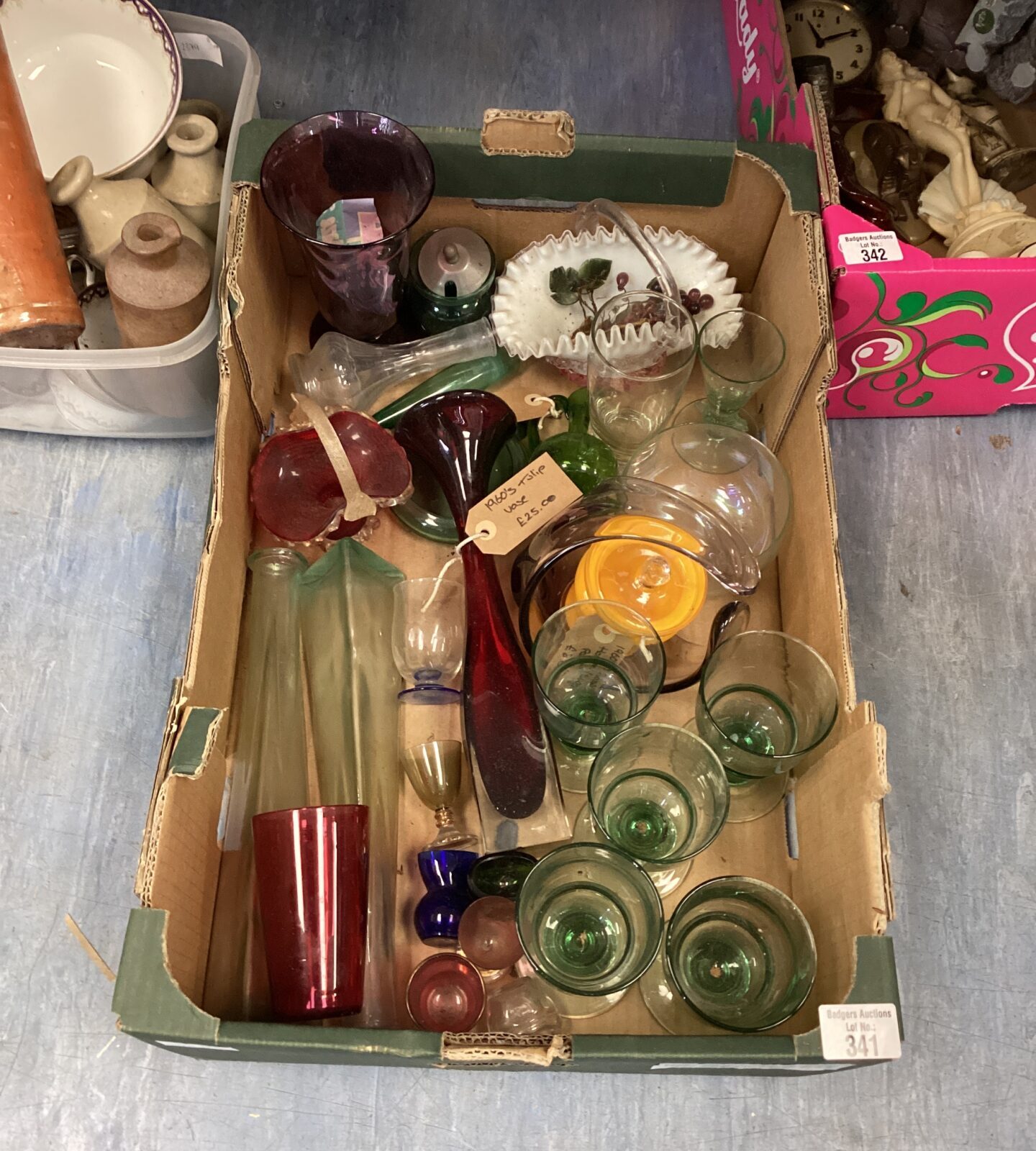Box of mixed glassware inc tulip vase