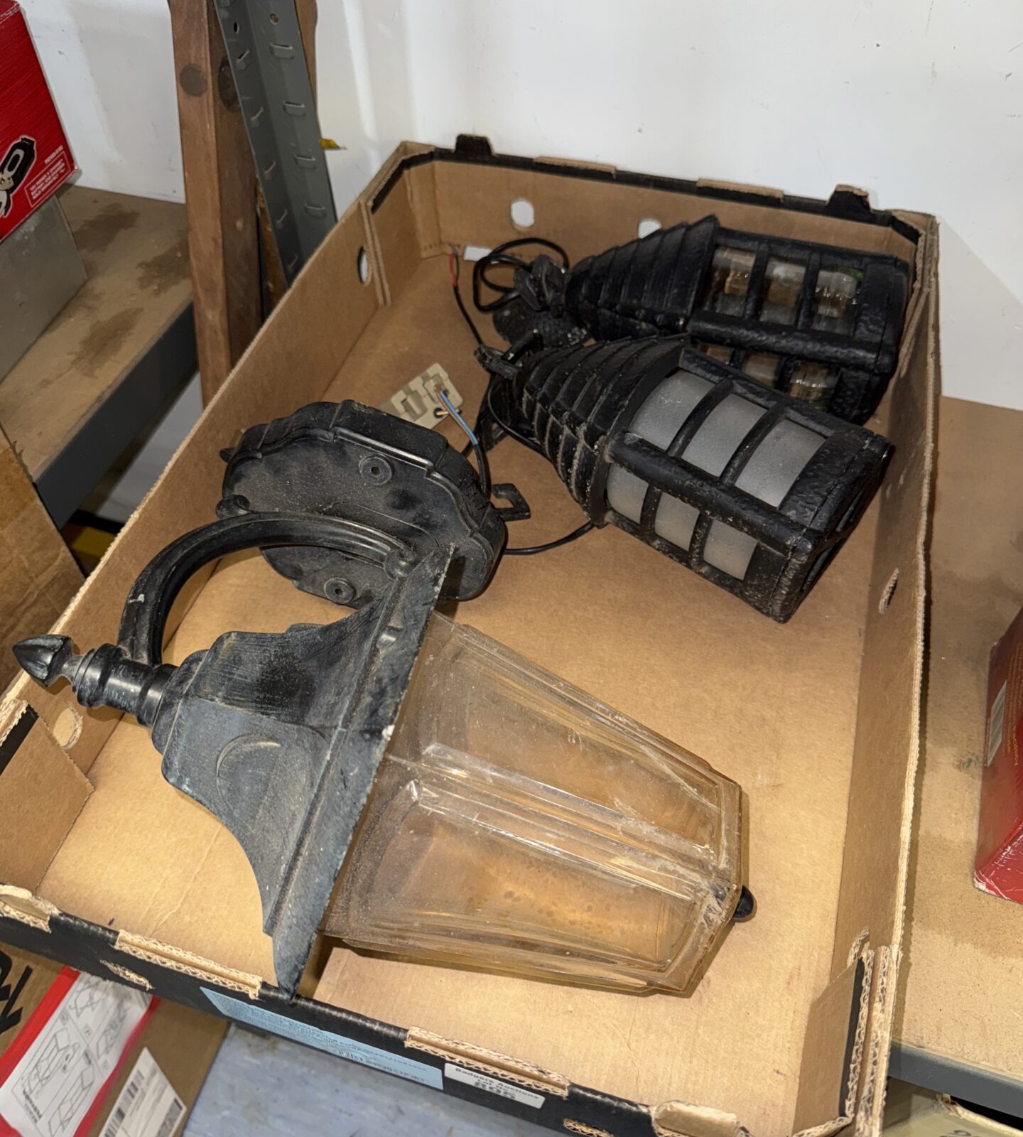 Three vintage lantern style electric lamps