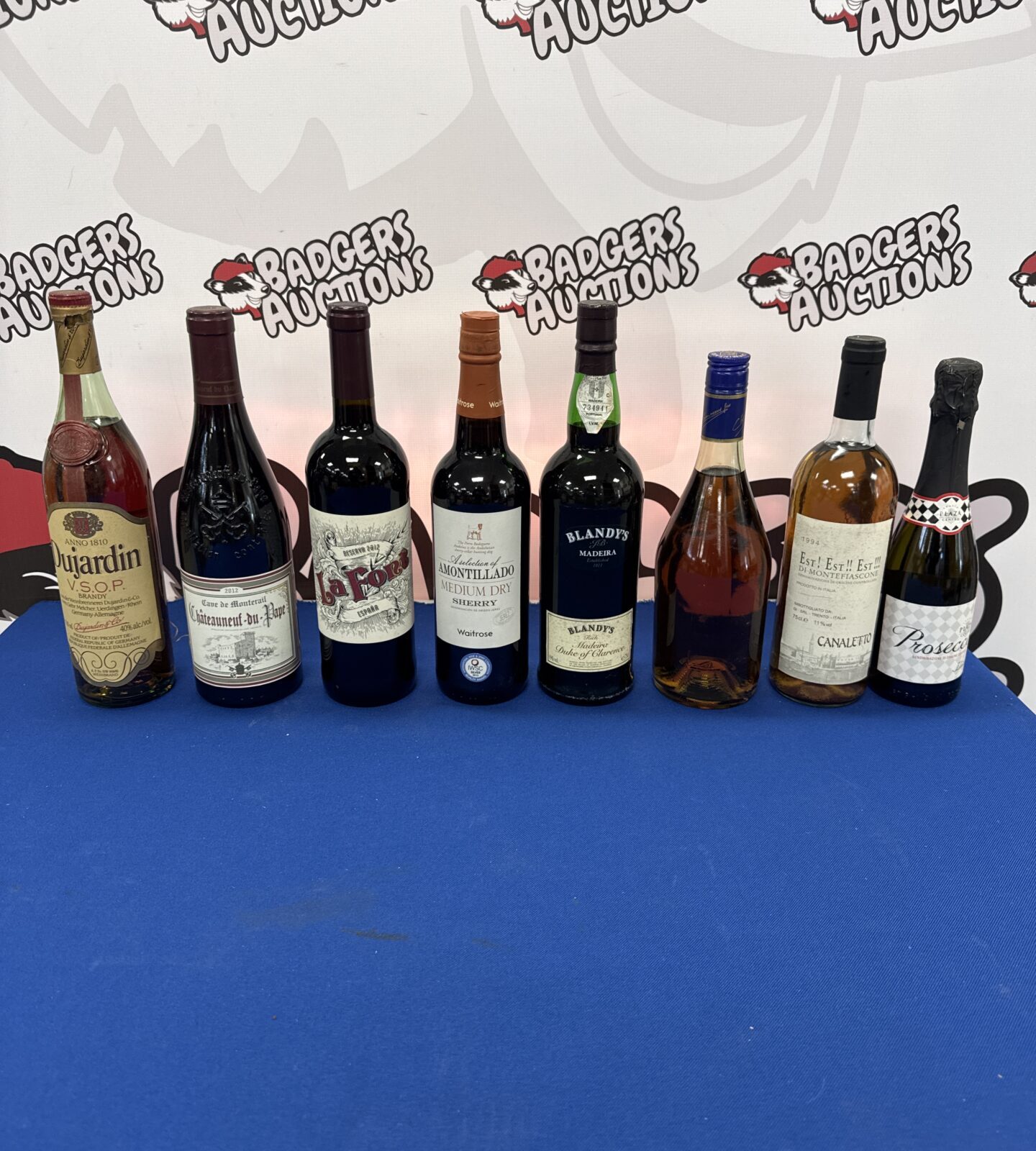 Eight bottles of assorted alcohol inc brandy, wine & prosecco