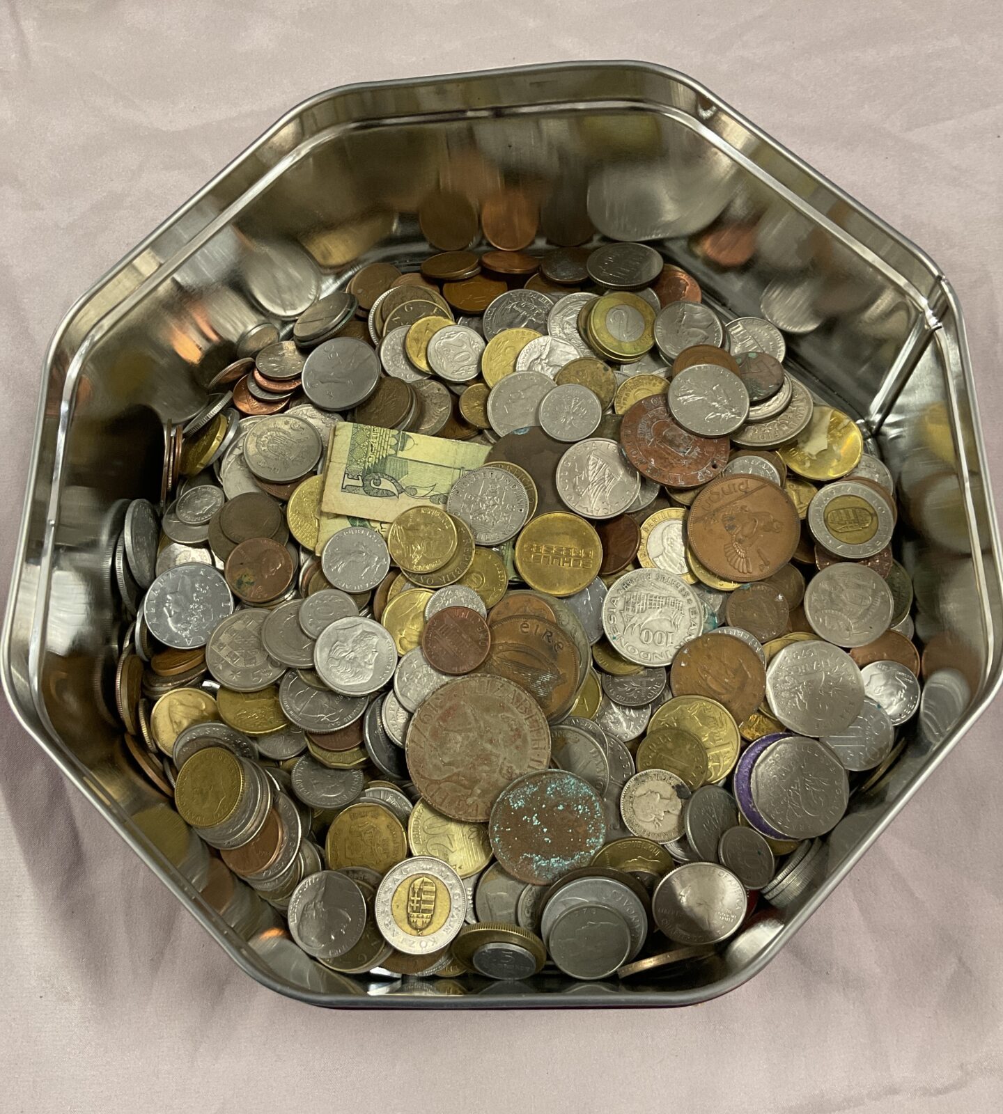Tin of Mixed coins approx 2 kilo