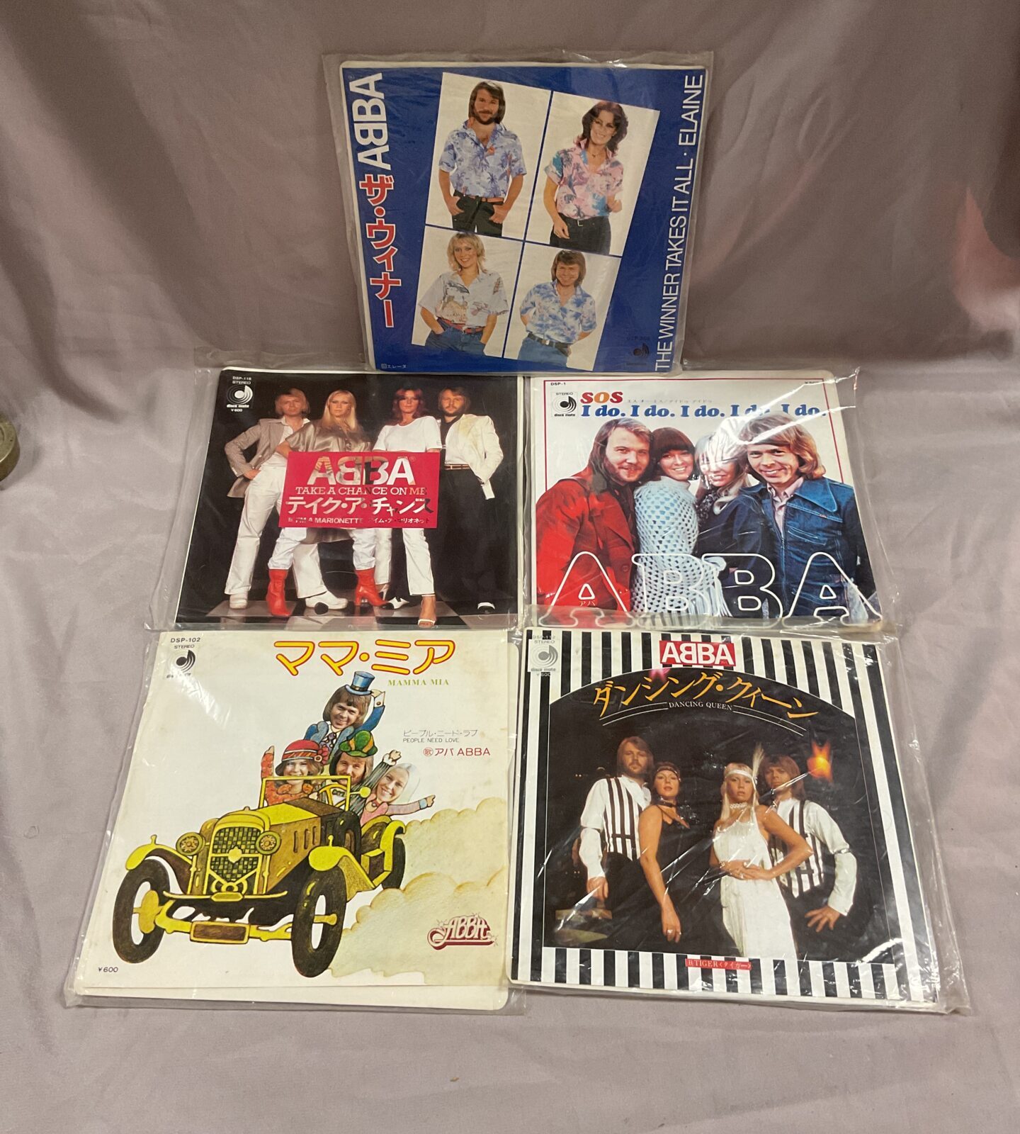Five ABBA Japanese import 7” singles