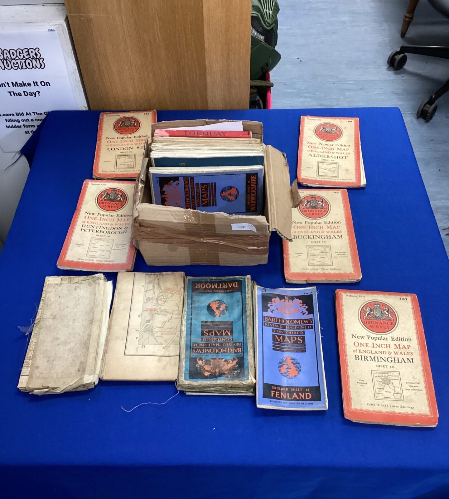 Box of ordnance survey maps