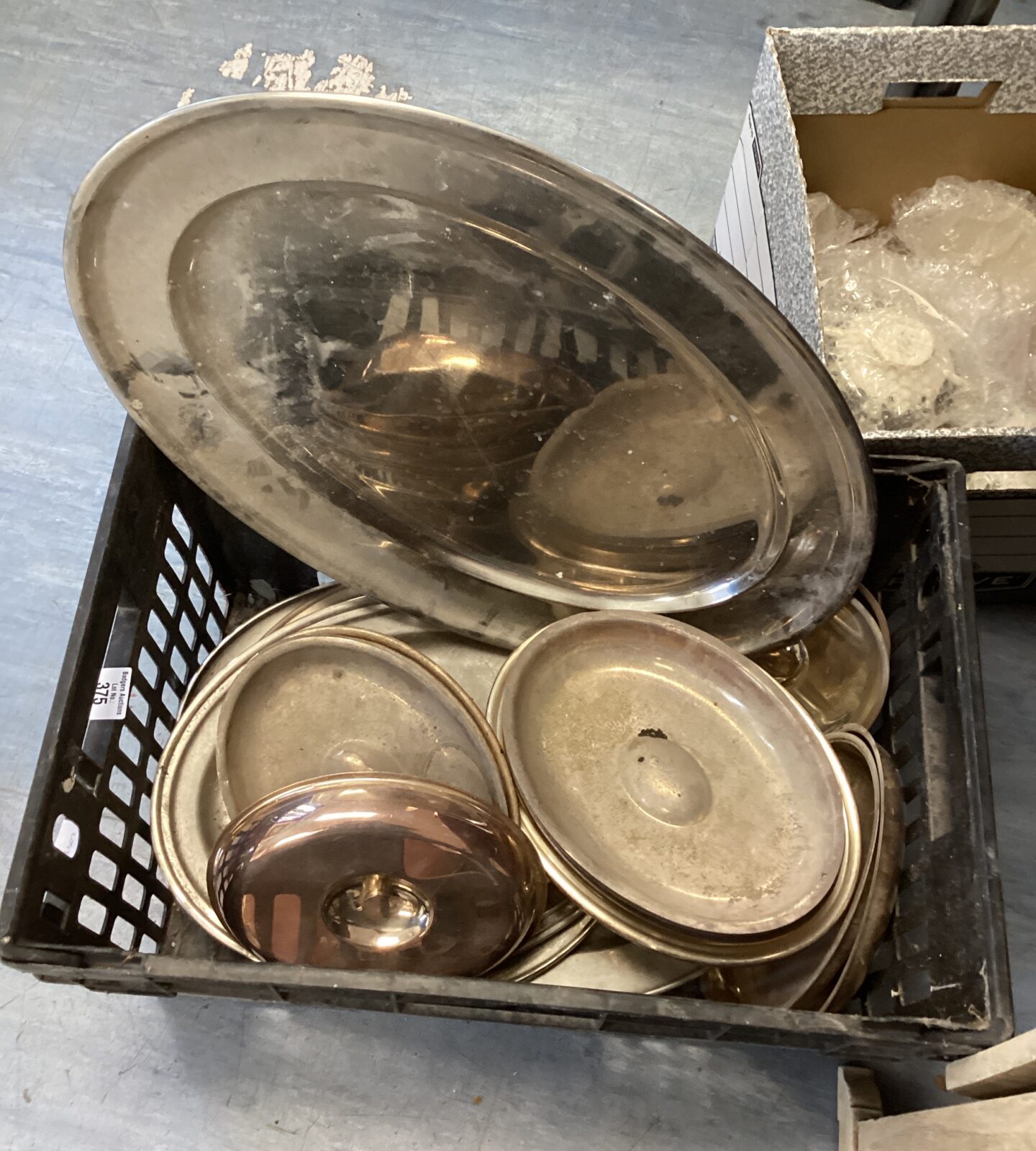 Selection of stainless steel serving dishes