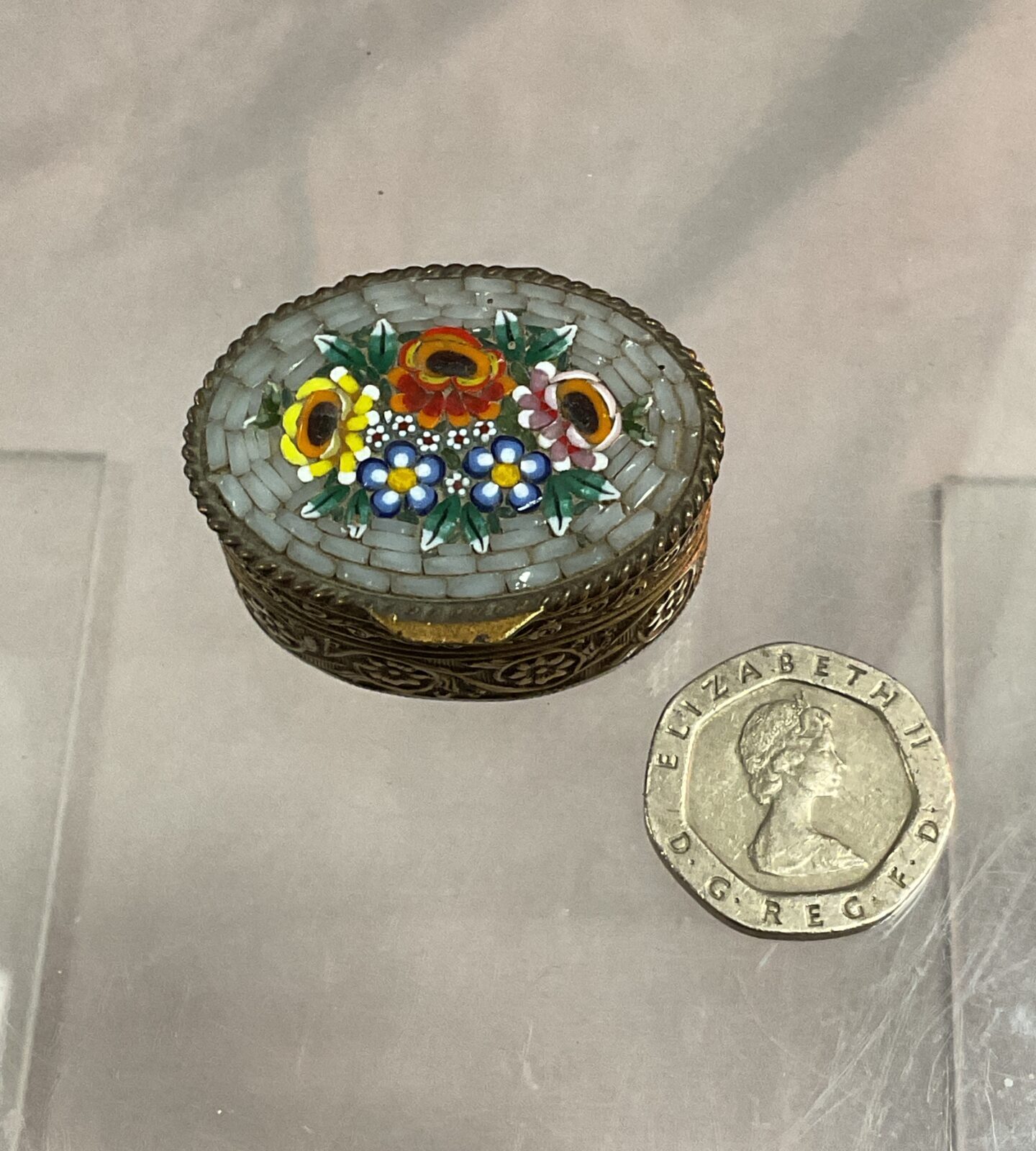 Antique Millifiori and ormalu Italian pill box