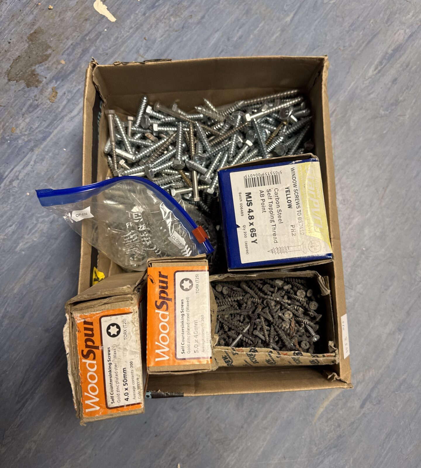 Box of assorted screws