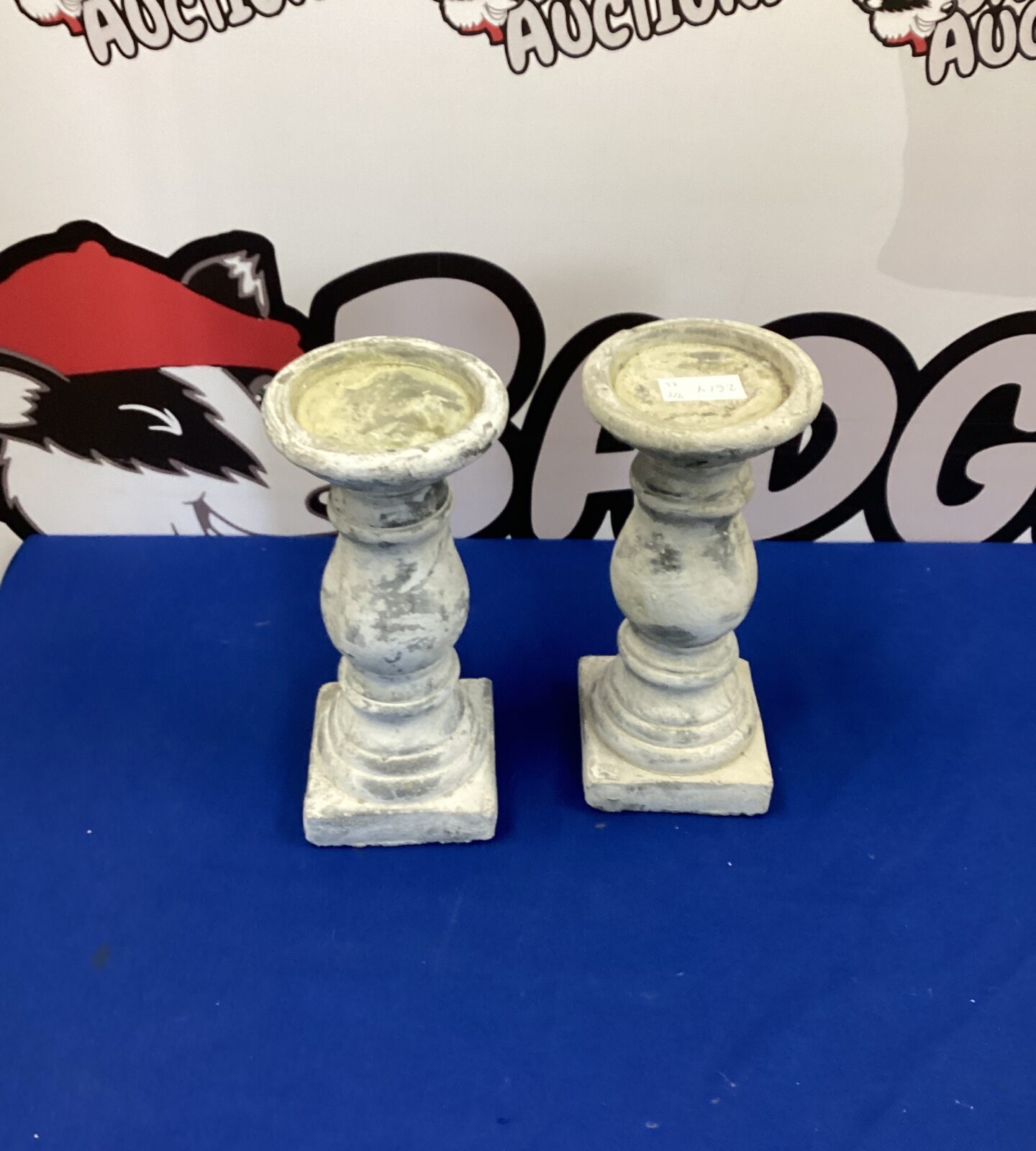 Two stone candle holders