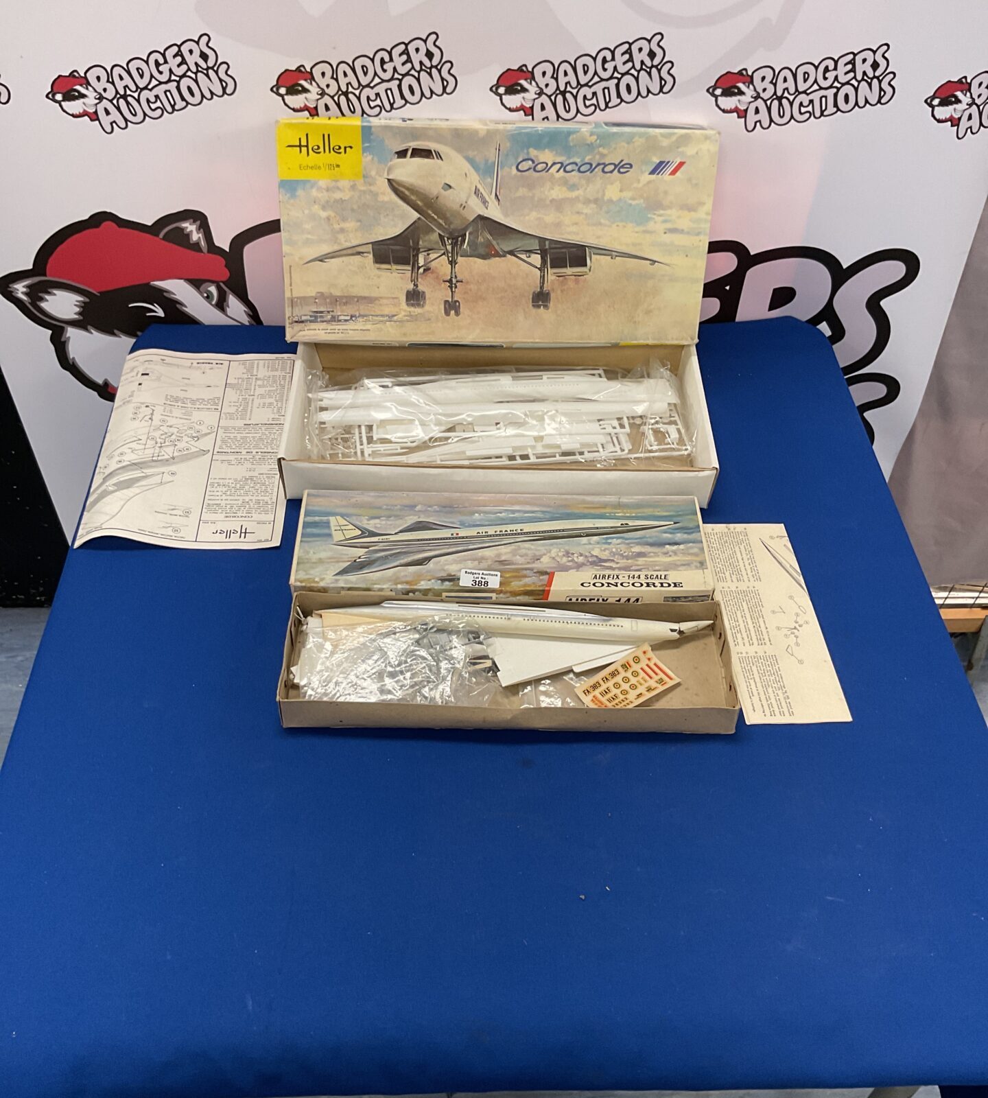 Two vintage boxed concorde model kits inc heller and airfix