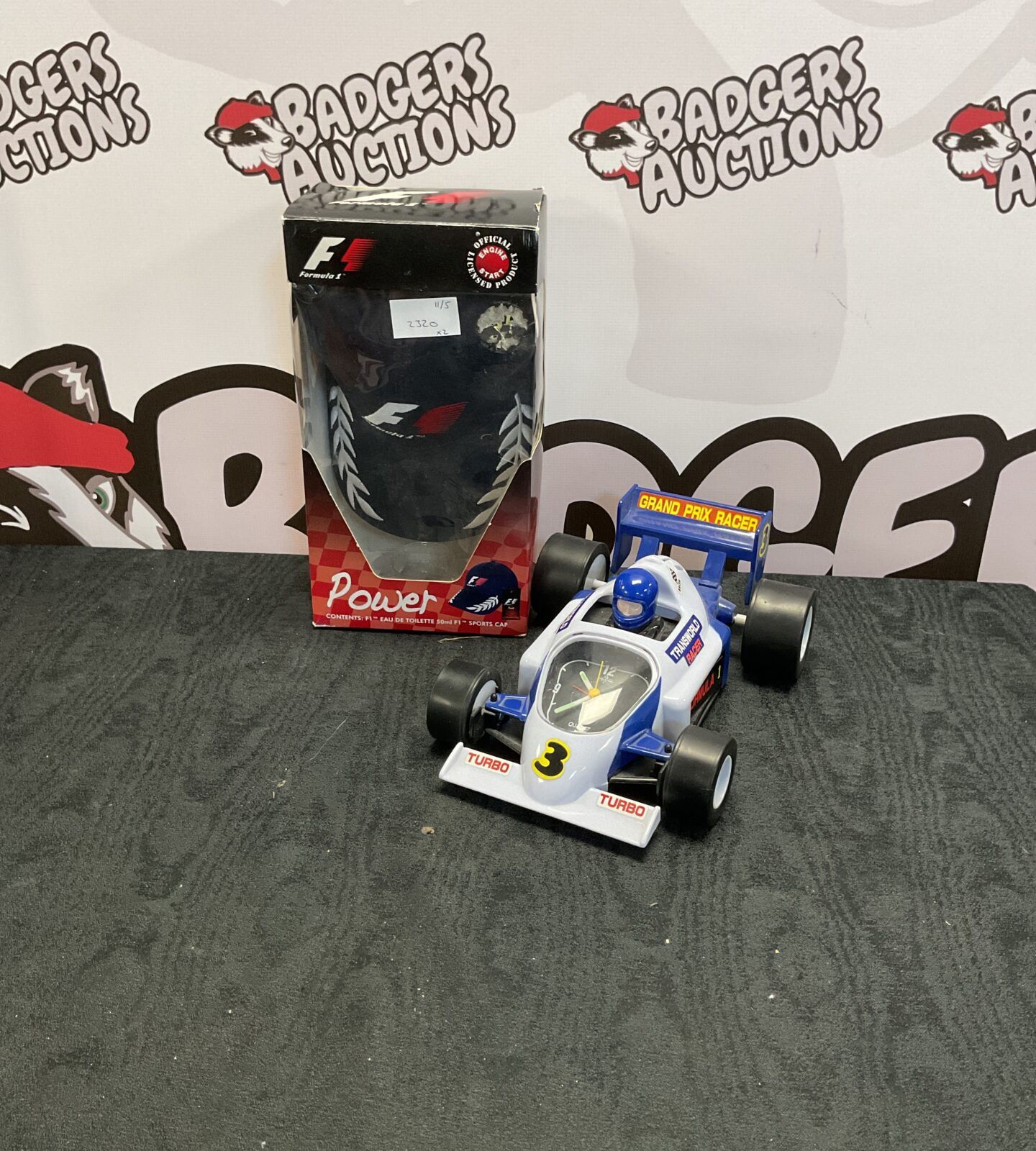Formula 1 sports cap and grand prix alarm racer clock working