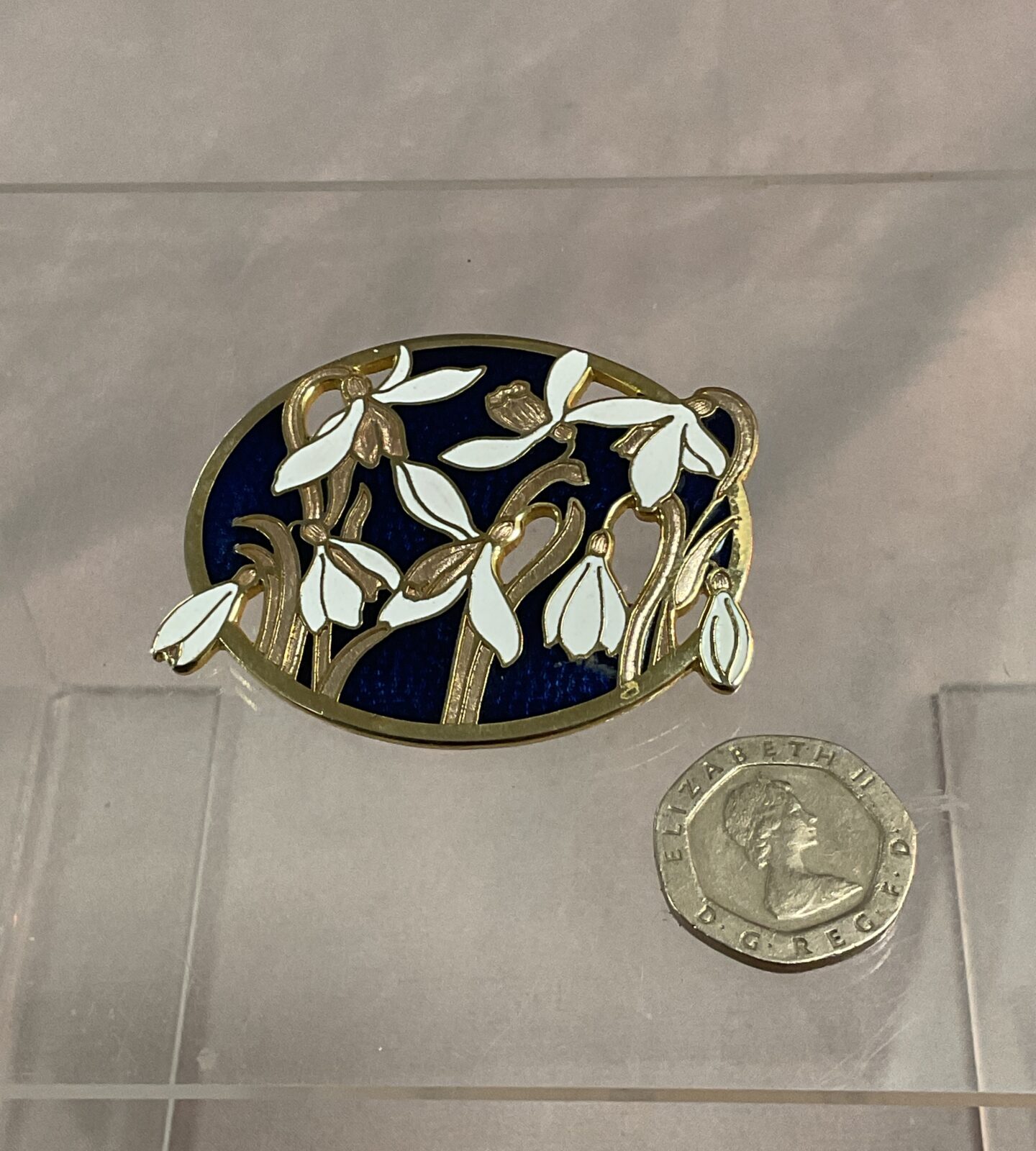 Fish and Crown Ltd Monet Enamel Snowdrops Brooch