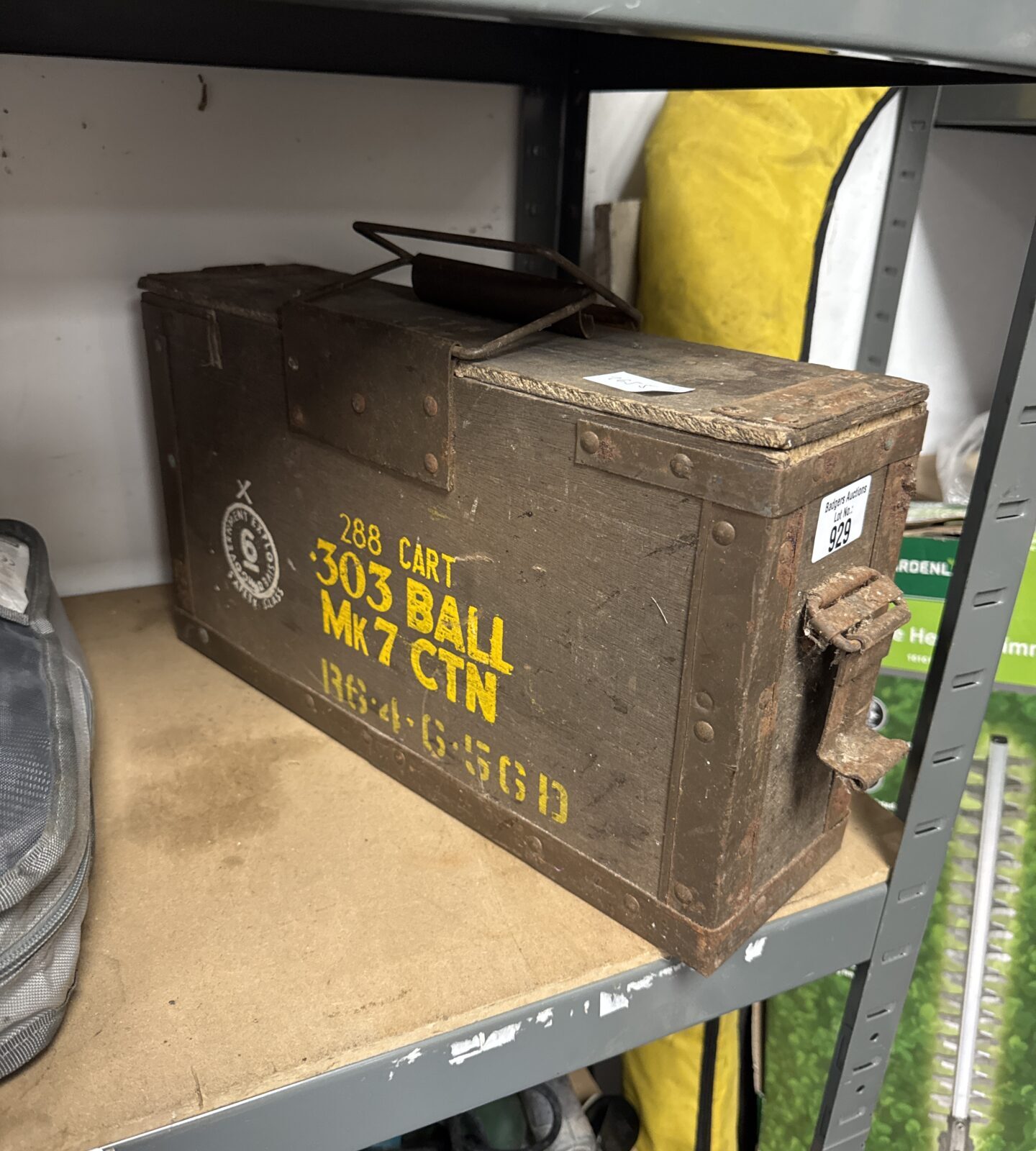Small wooden ammo box with iron banding
