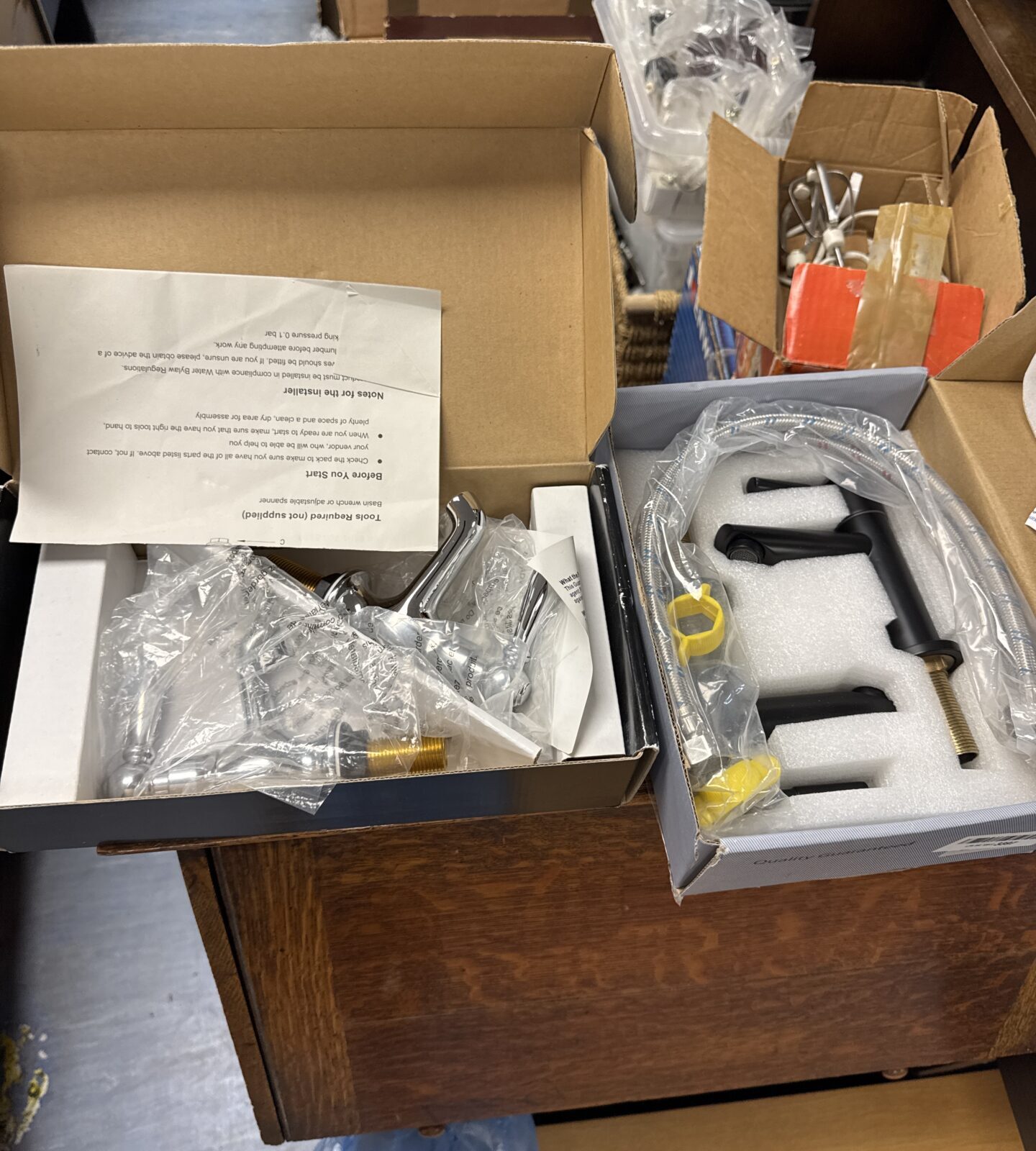 Pair of new bathroom sink taps & a monoblock mixer tap