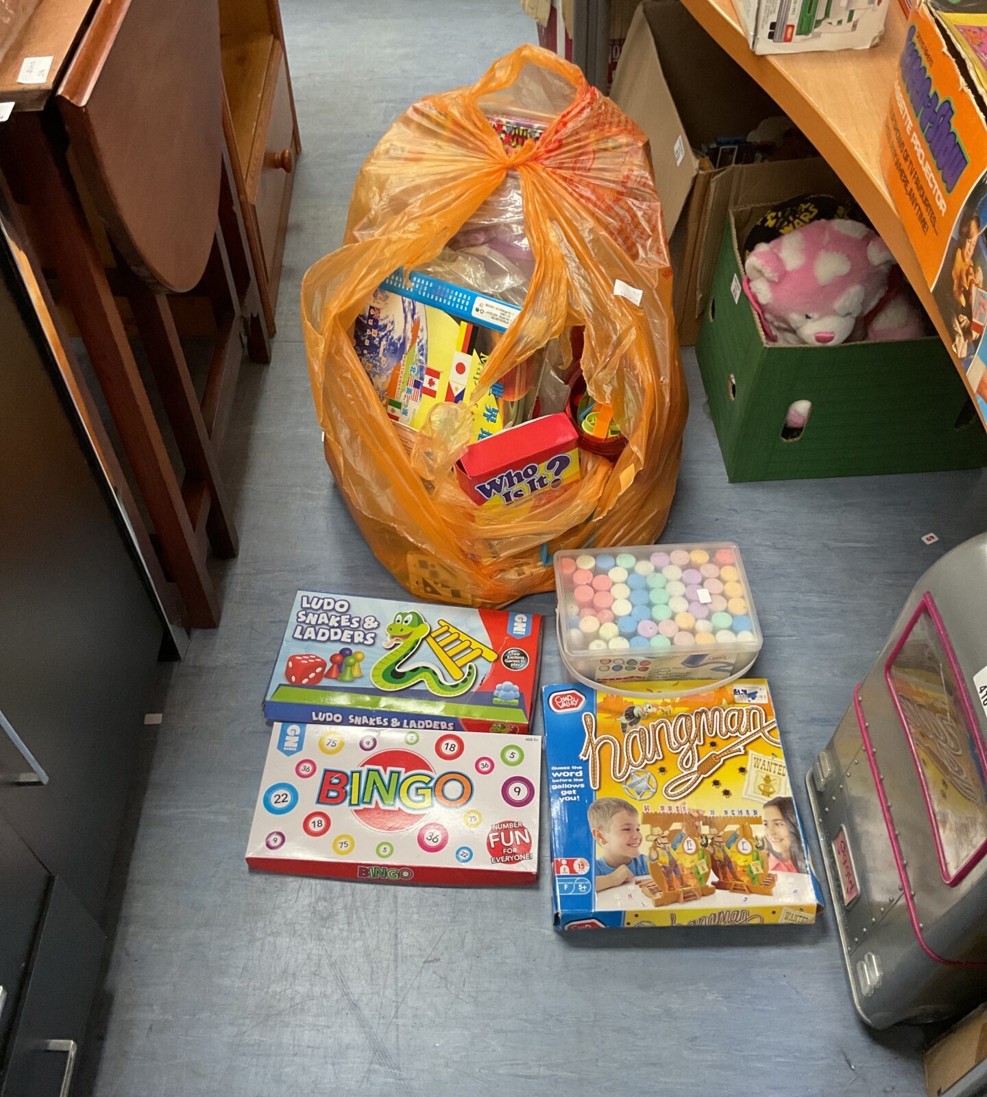 Bag of childrens toys and games inc chad valley and crayons