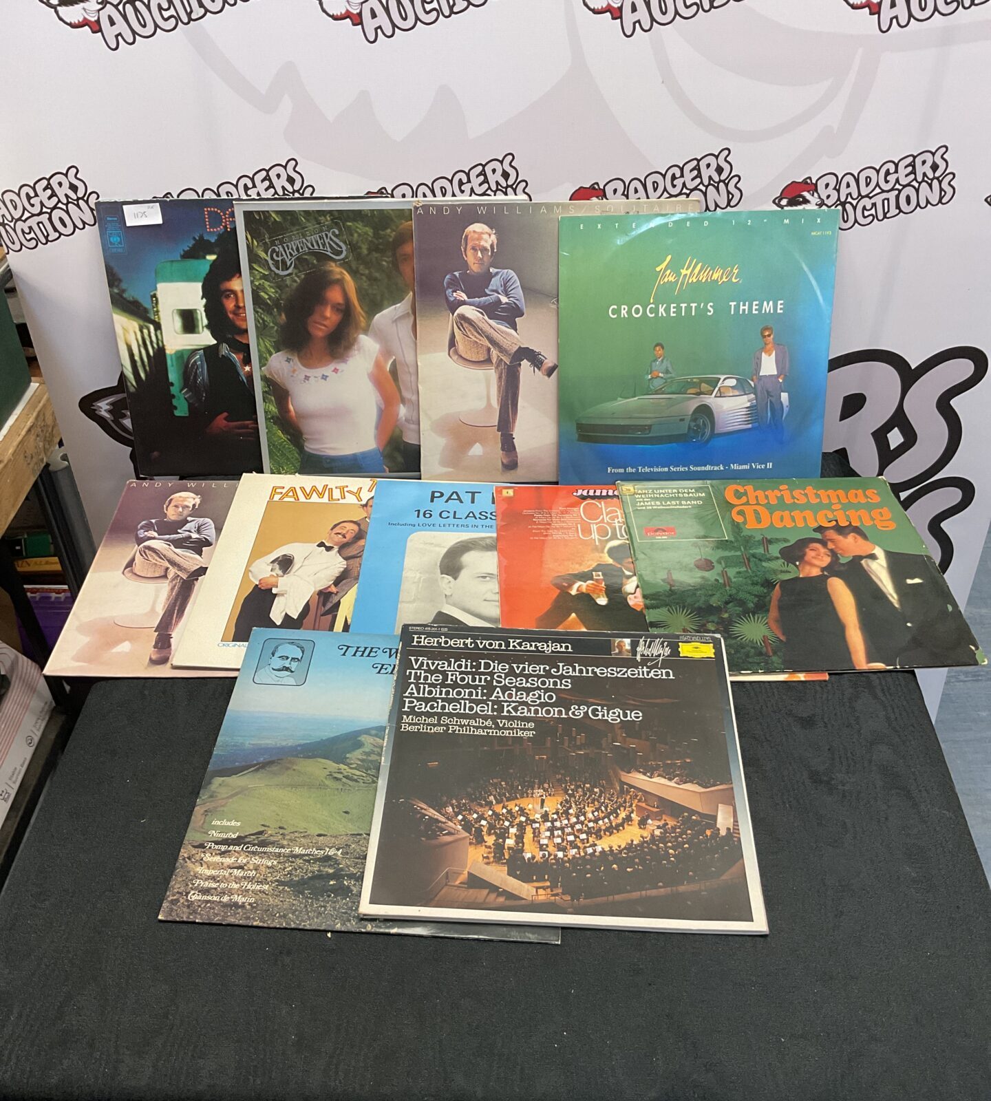 Selection of 12” vinyl records inc the carpenters