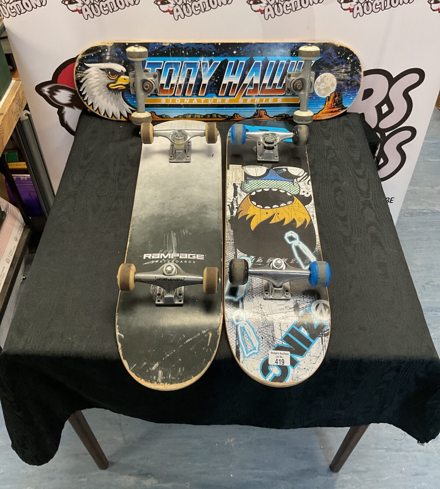 Three skateboards inc rampage and tony hawk