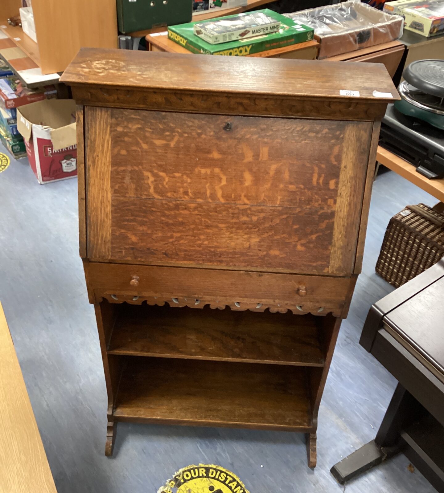 Antique Oak Writing Desk W25”xH48”xD12”