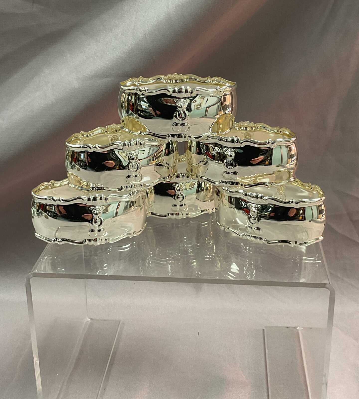 Set of six teddy bear embossed Knapkin Rings