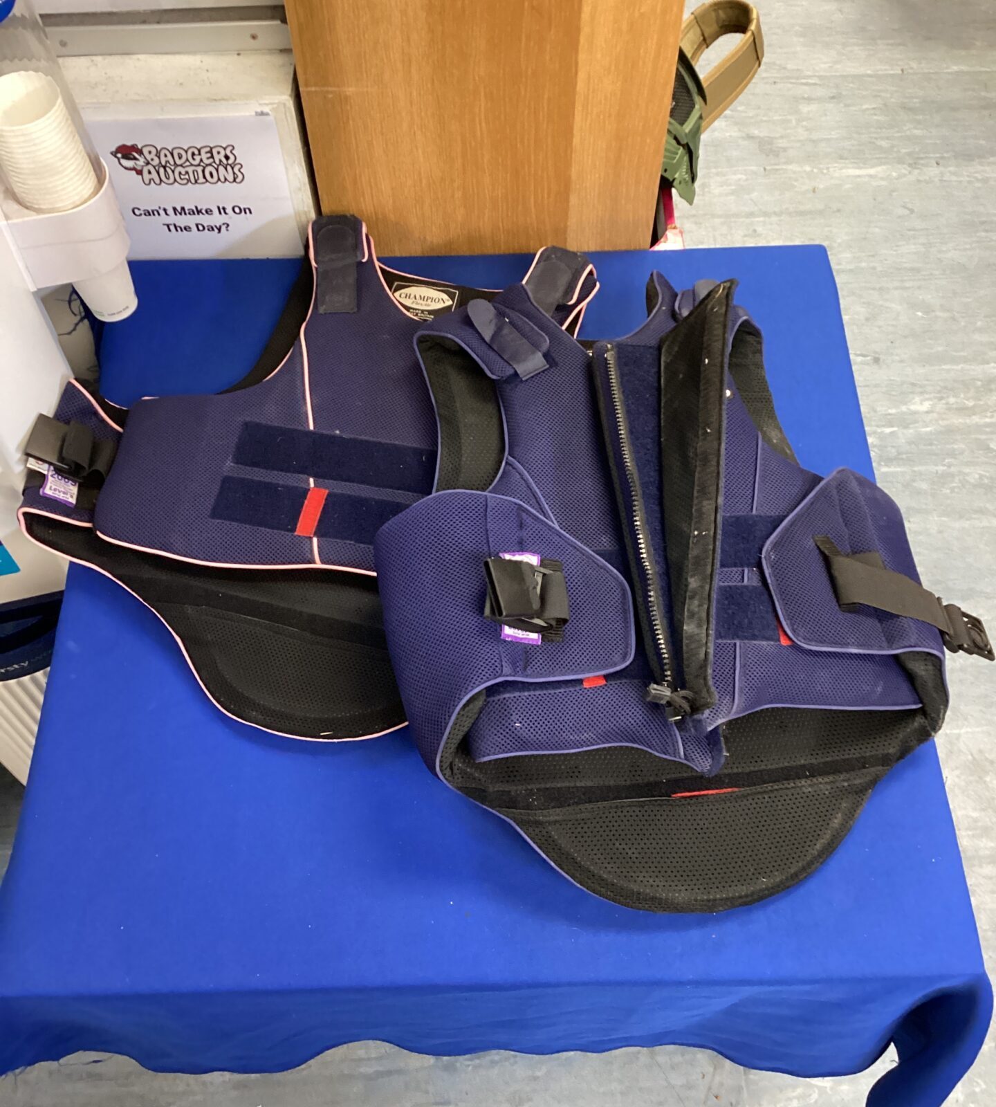 Two champion horse riding protection vests