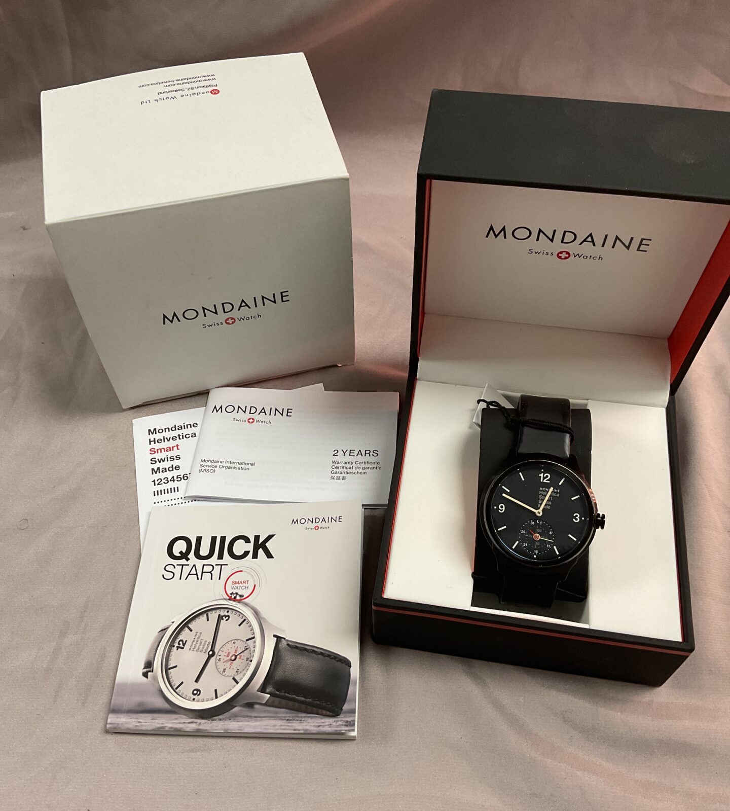 Mondaine Helvetica Swiss  Smart Watch in box with papers - Image 2