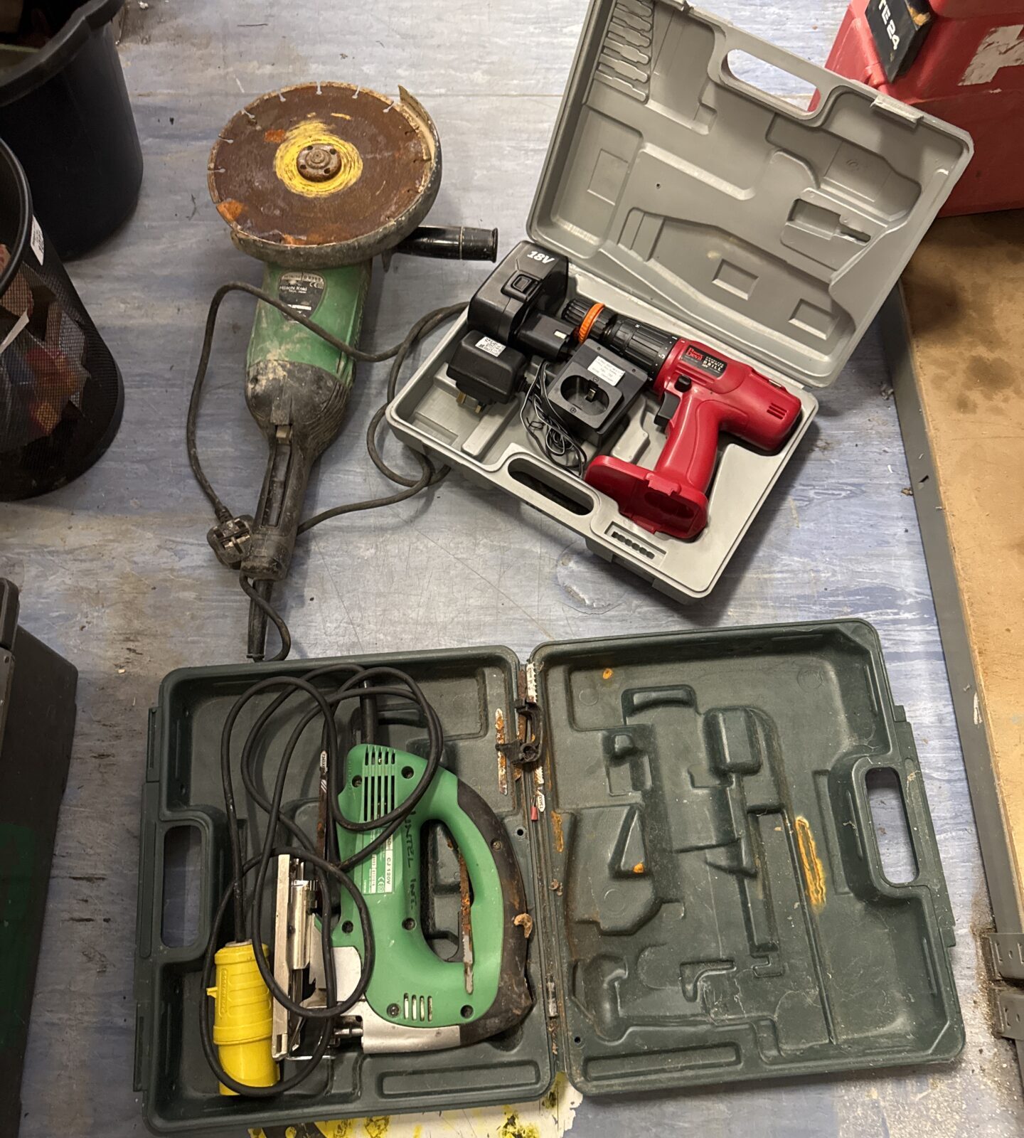 Selection of untested power tools inc large hitachi disc cutter