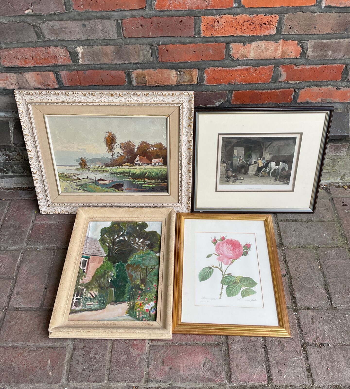 Two framed prints & two original oil paintings