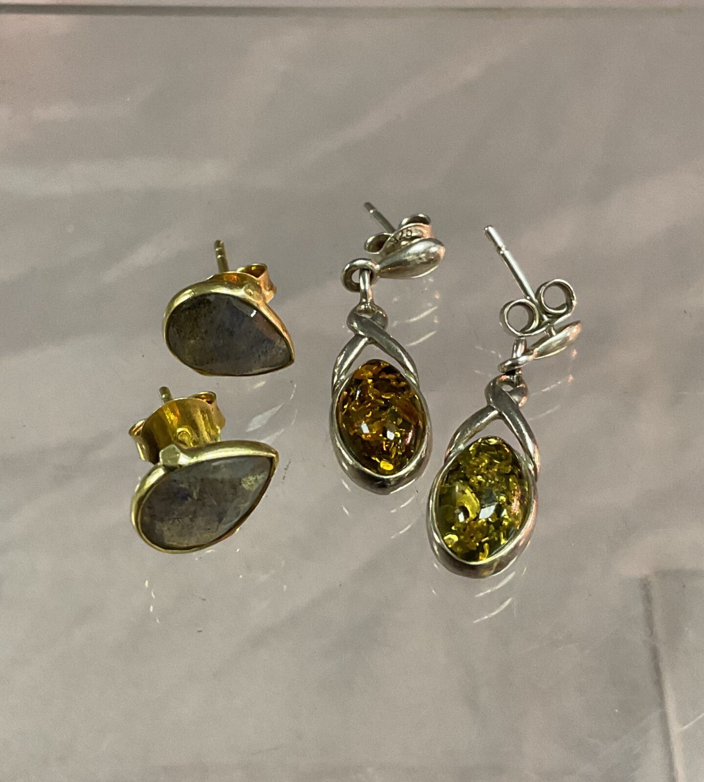 Two pairs of 925 Silver stud earrings