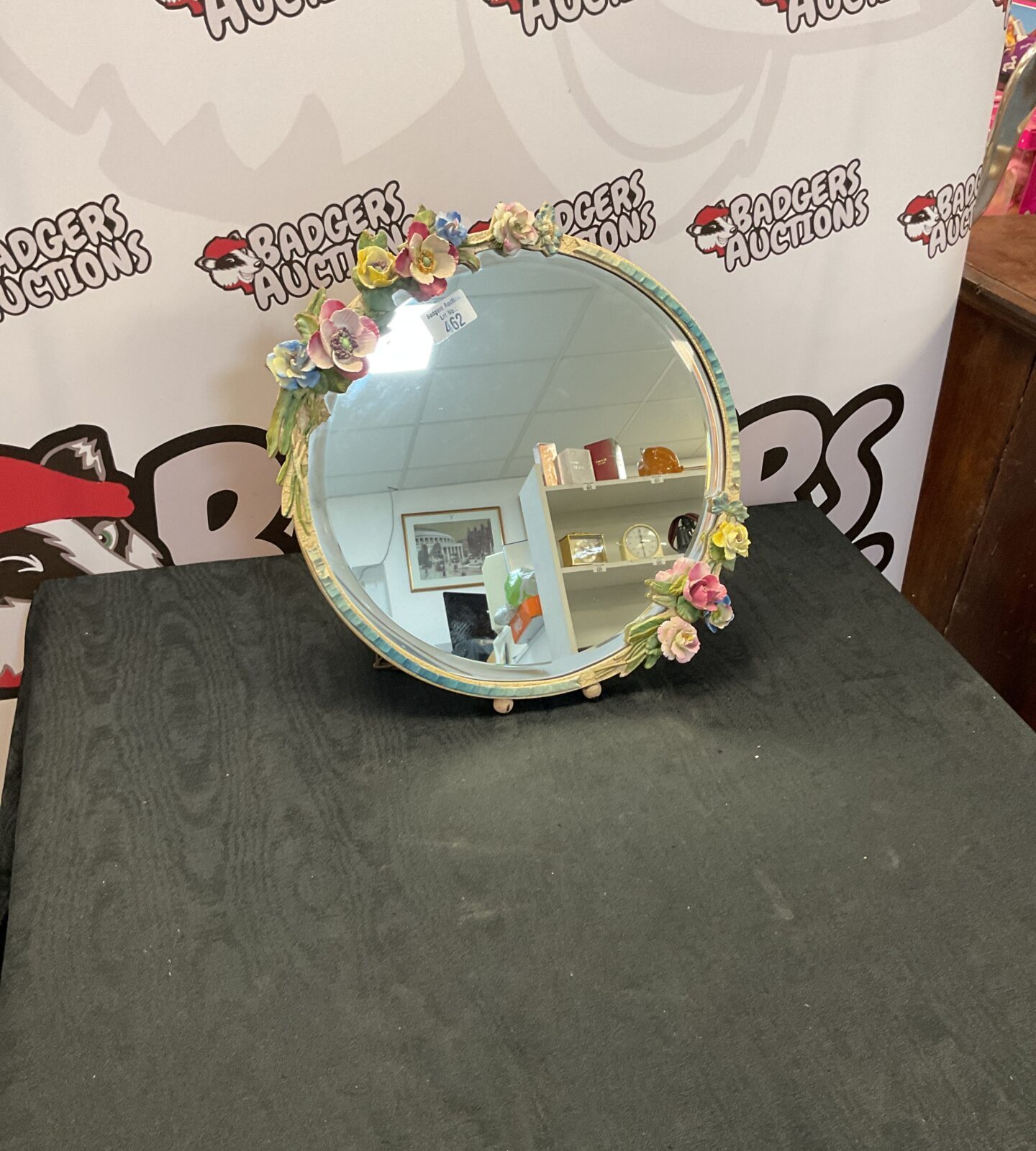 Vintage floral barbola dressing table mirror