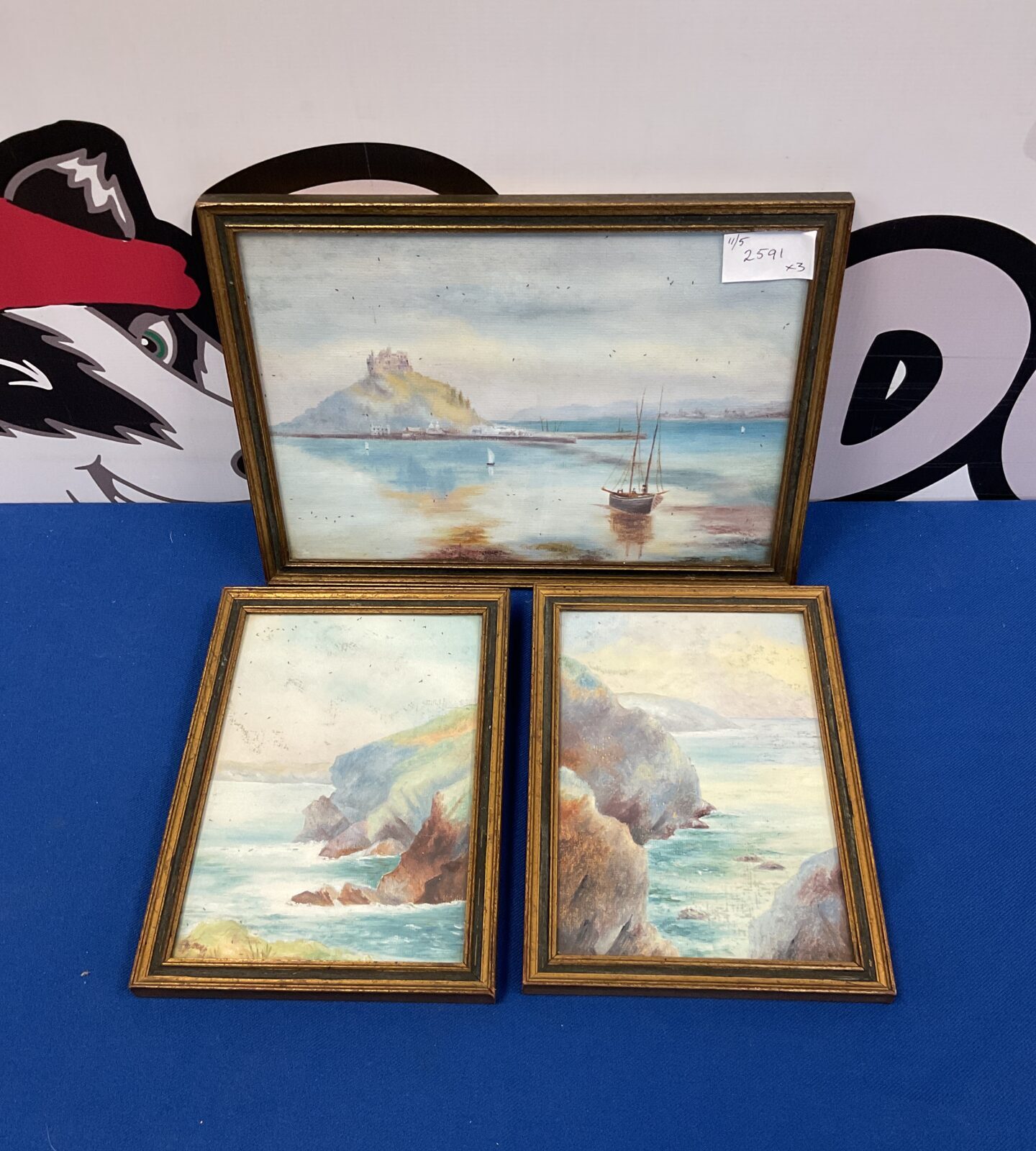 Three original oil paintings of Cornwall including saint Michael's mount