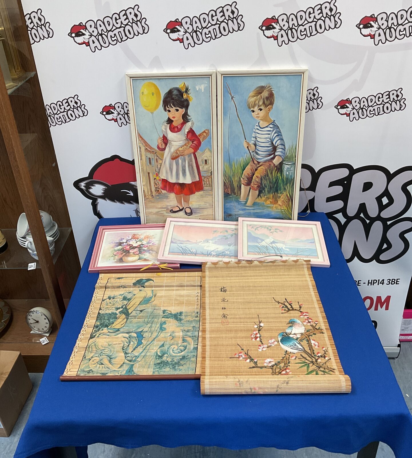 Collection of vintage prints & oriental bamboo artwork