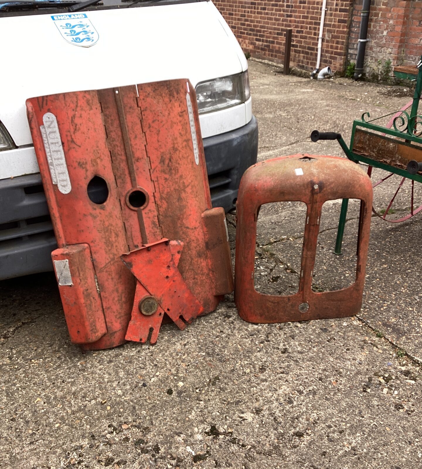 Vintage tractor grill and bonnet