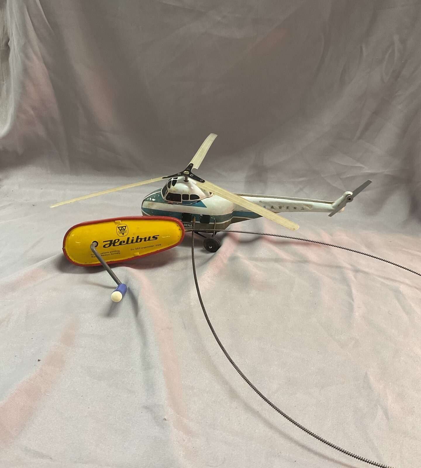 Vintage Working West German Mechanical Flying Arnold Helibus in Original Box