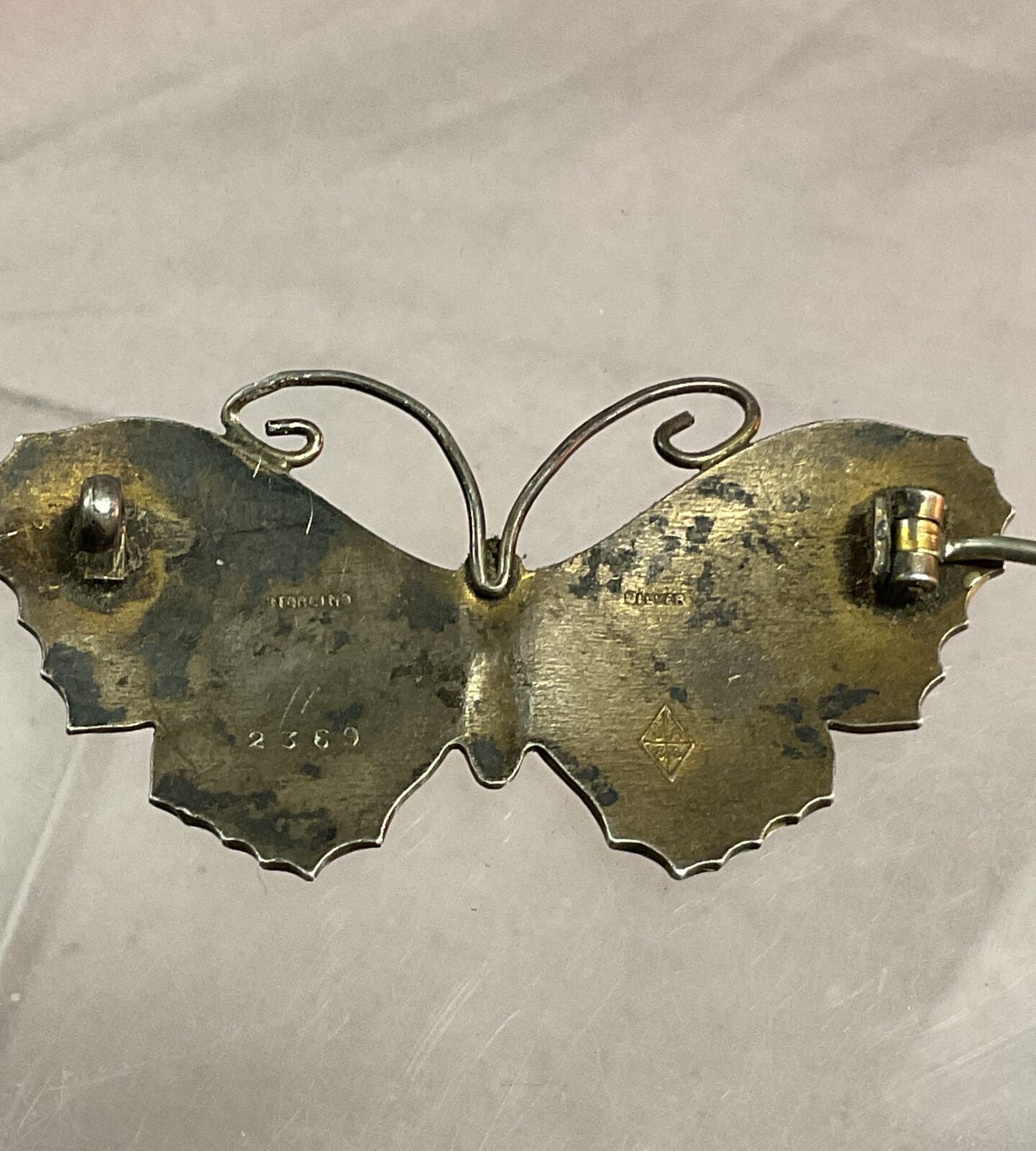 sterling silver enamel butterfly by john atkins and sons - Image 2