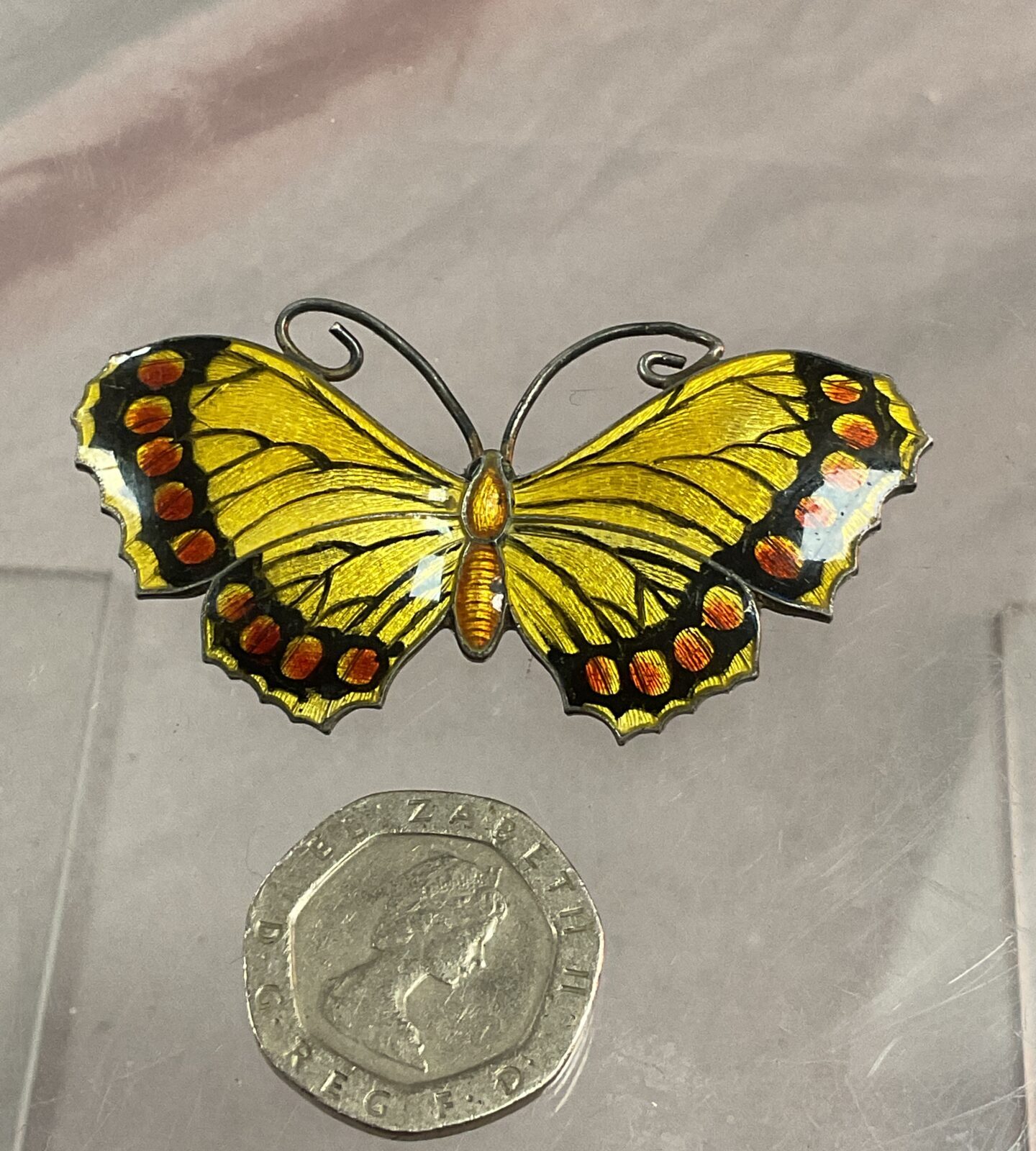 sterling silver enamel butterfly by john atkins and sons