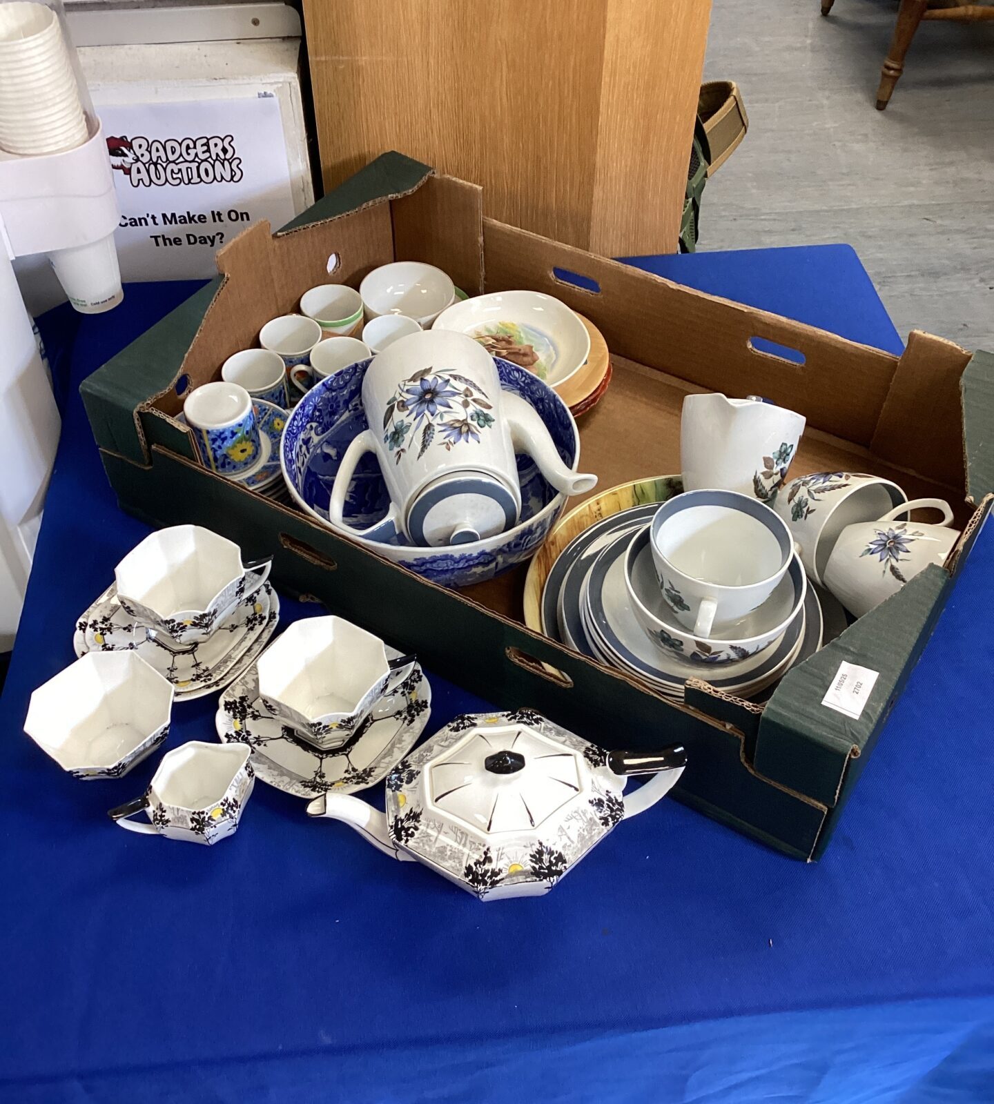 Box of mixed cups, saucers, tea & coffee pots inc Shelley