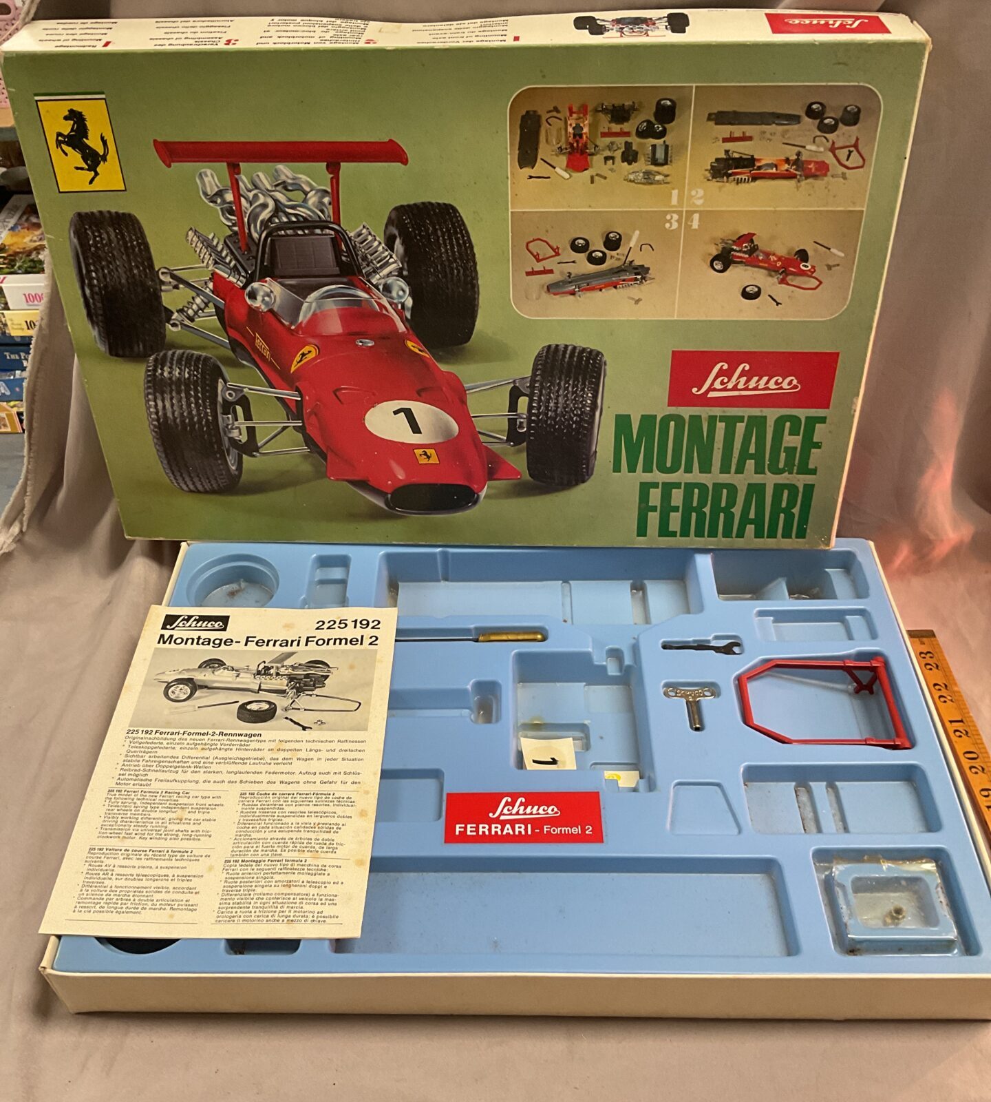 Vintage Schuco Montage Ferrari F2 Clockwork Race car in Original Box - Image 2