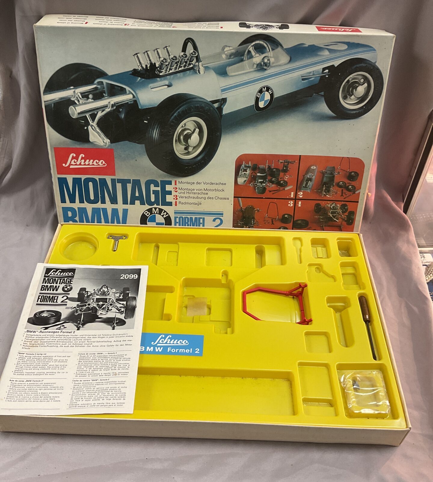 Vintage Schuco Montage BMW F2 Clockwork Race car in Original Box - Image 3