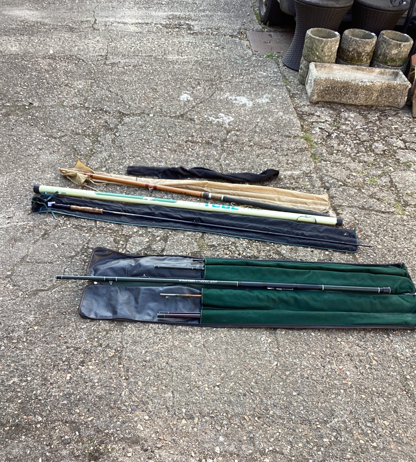 Selection of fishing rods inc Leeda 11m pole and silstar Et 3801