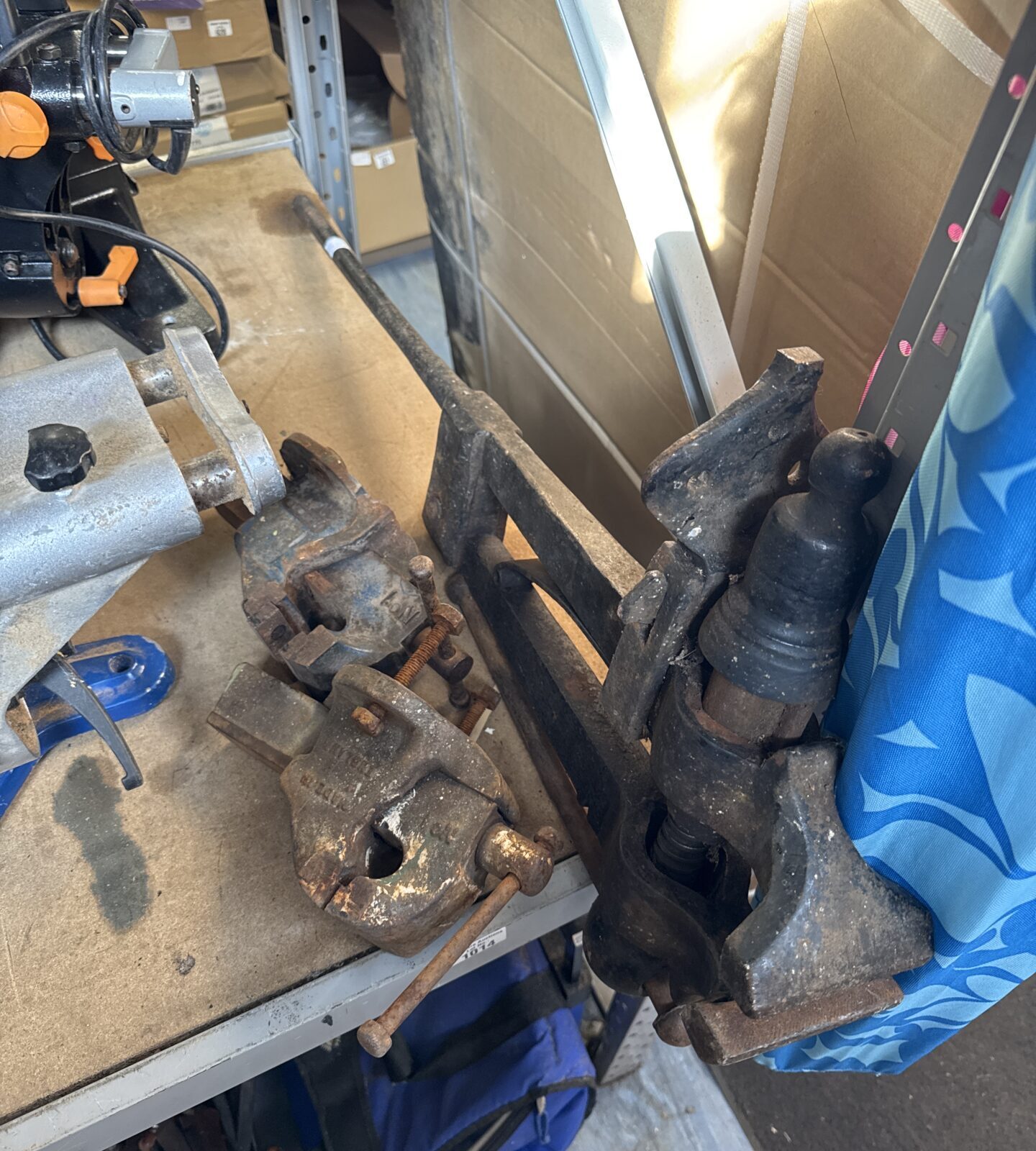 Large vintage bench clamp with two no1 bench vice inc record