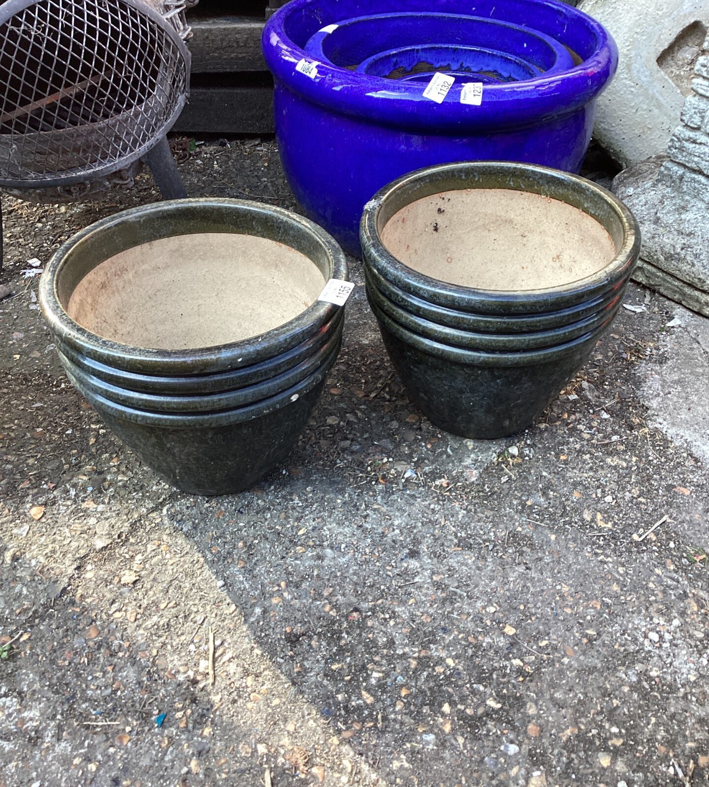 Two glazed garden pots