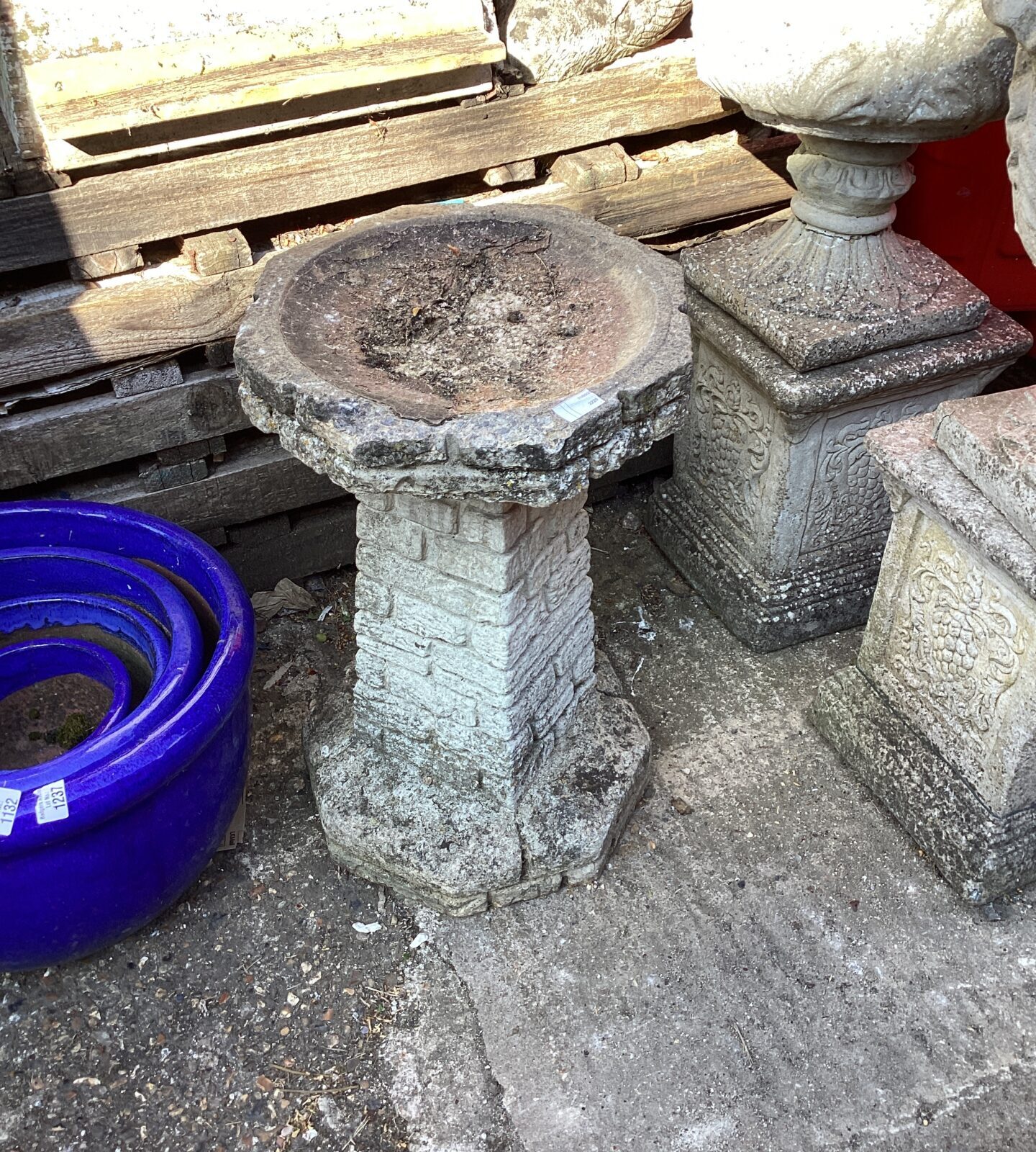 Stone effect garden bird bath