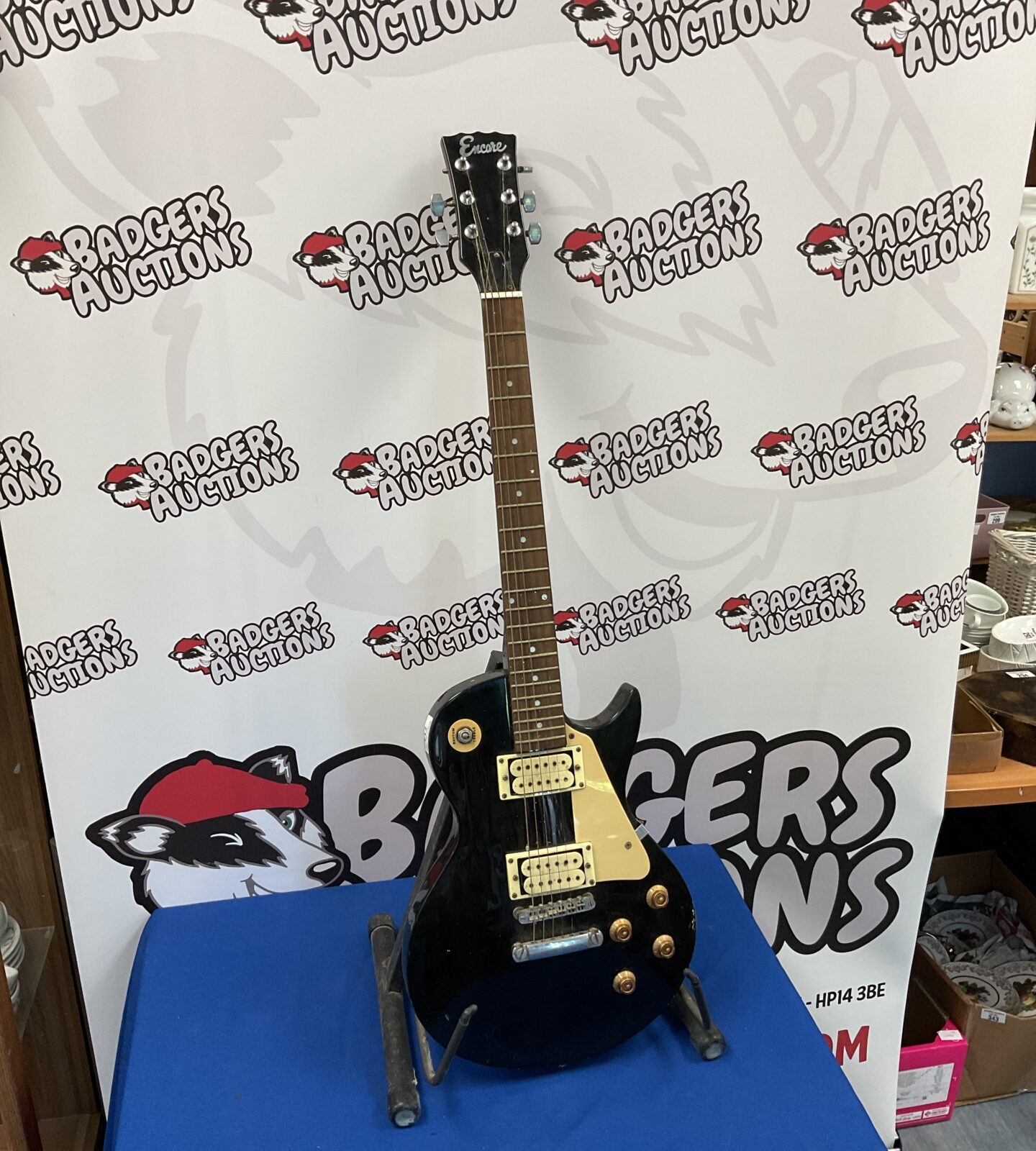 Black encore electric guitar